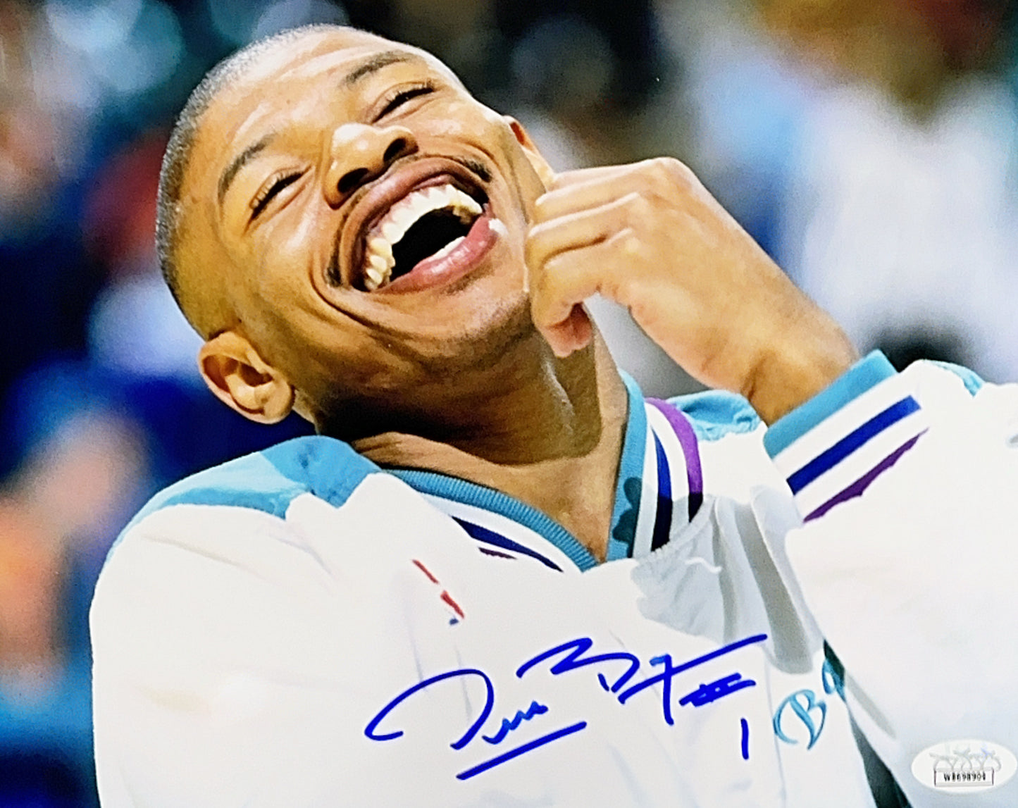 Muggsy Bogues Close up Smile Autographed 8x10 JSA