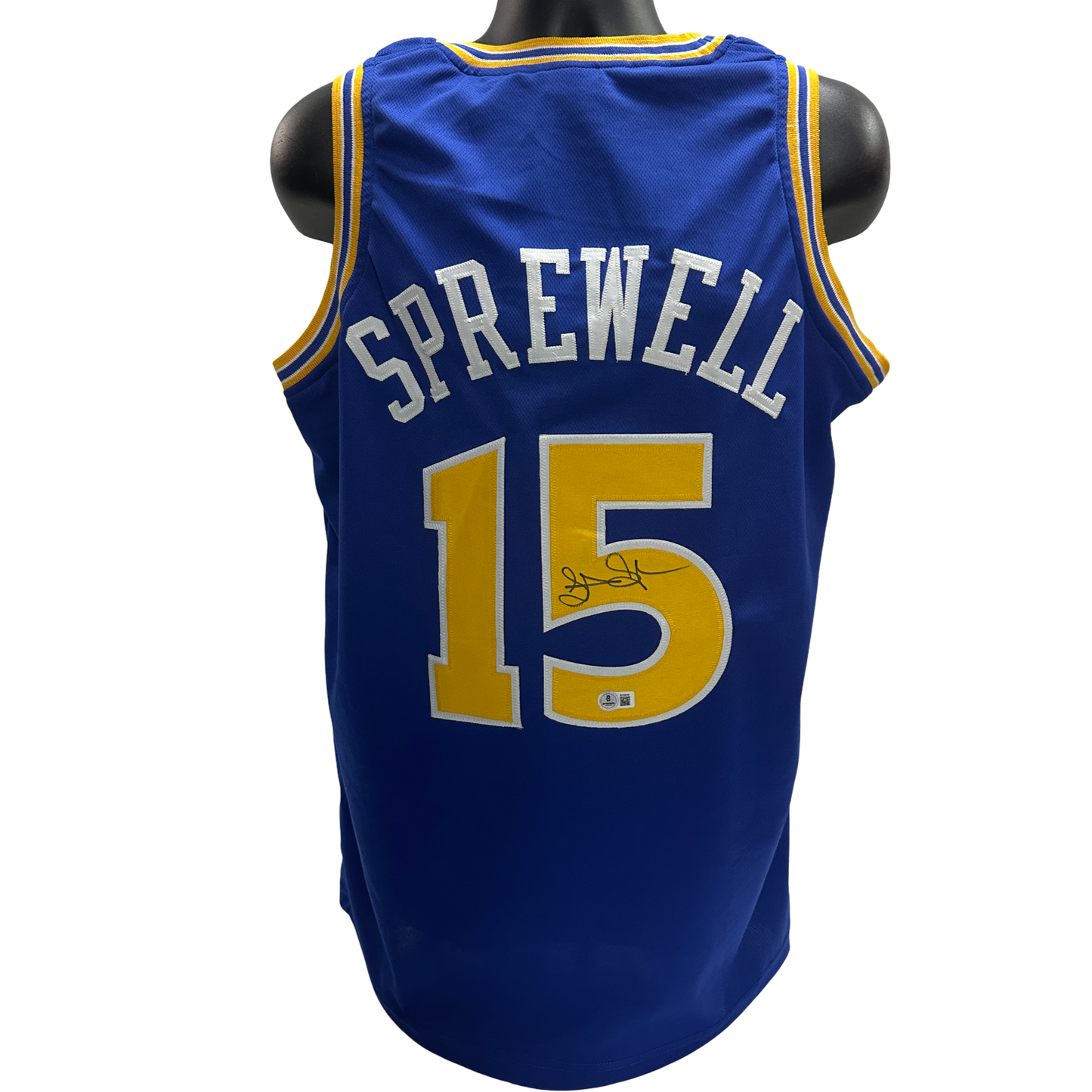 Latrell Sprewell Autographed Golden State Warriors Blue Jersey Beckett