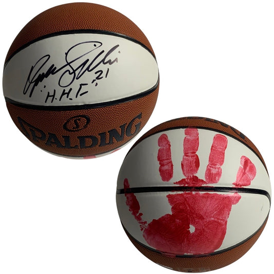 Dominique Wilkins Autographed Atlanta Hawks Spalding White Panel Basketball w/ Red Handprint “HHF” Inscription Steiner CX