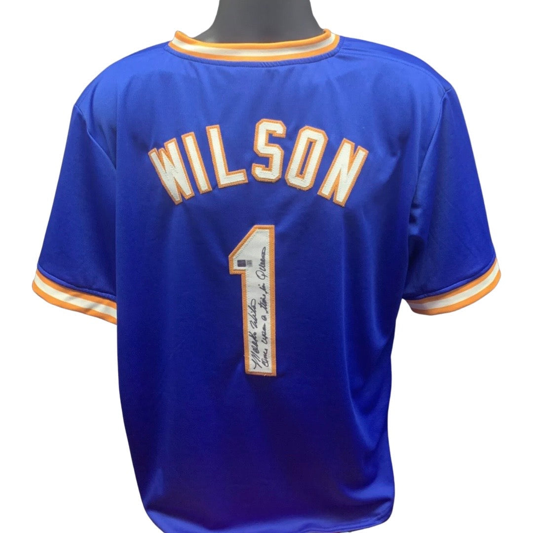 Mookie Wilson Autographed New York Mets Blue Jersey Once Upon a Time in Queens Inscription Steiner CX