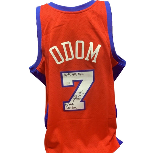 Lamar Odom Autographed Los Angeles Clippers Red 2000-01 Mitchell & Ness Swingman Jersey “1999 4th Pick, All Rookie 1st Team” Inscriptions Steiner CX