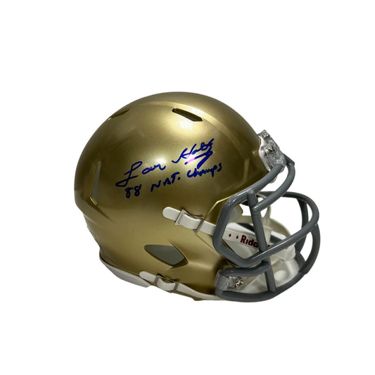 Lou Holtz Autographed Notre Dame Fighting Irish Speed Mini Helmet “88 Nat Champs” Inscription Steiner CX