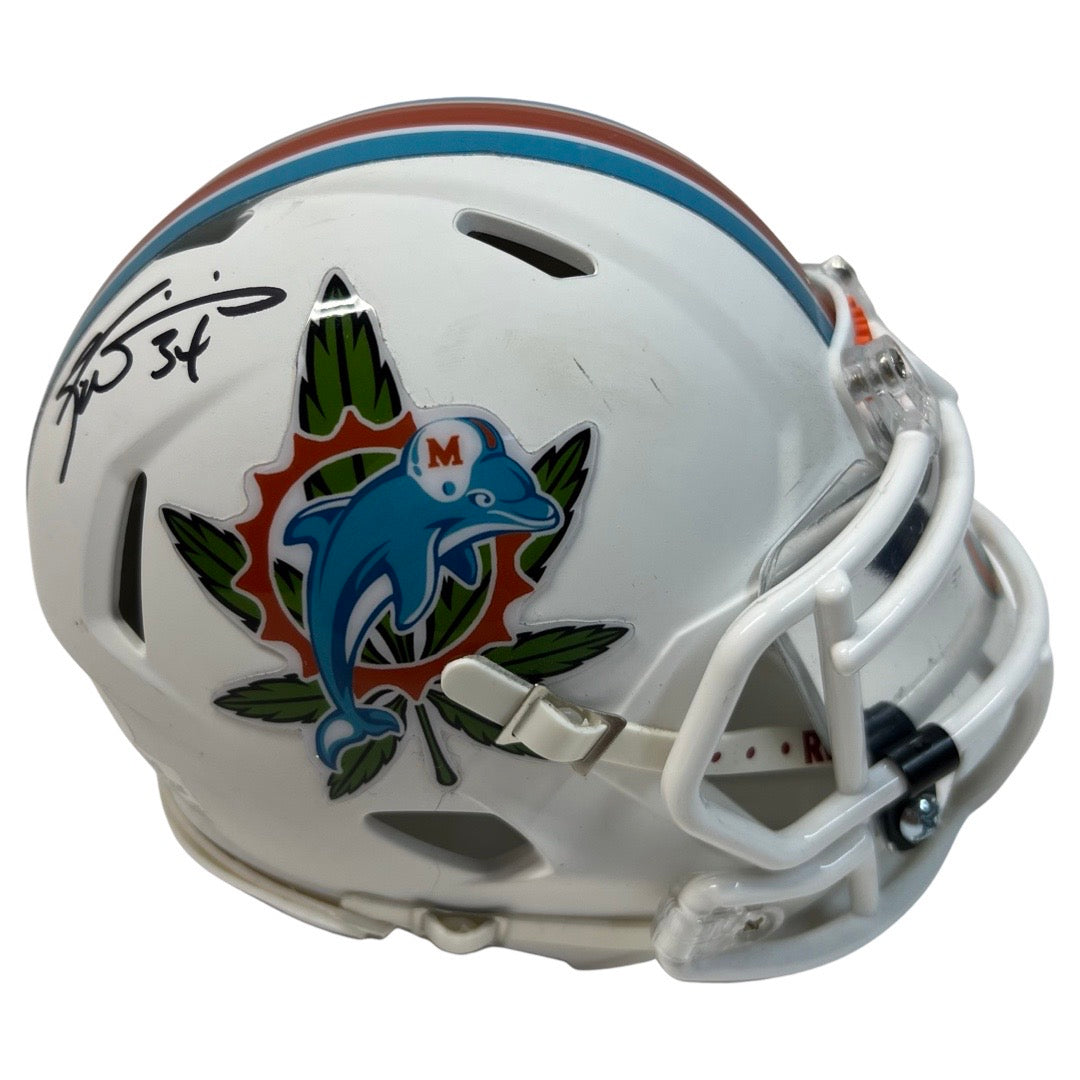 Ricky Williams Autographed Miami Dolphins White Custom Weed Mini Helmet JSA