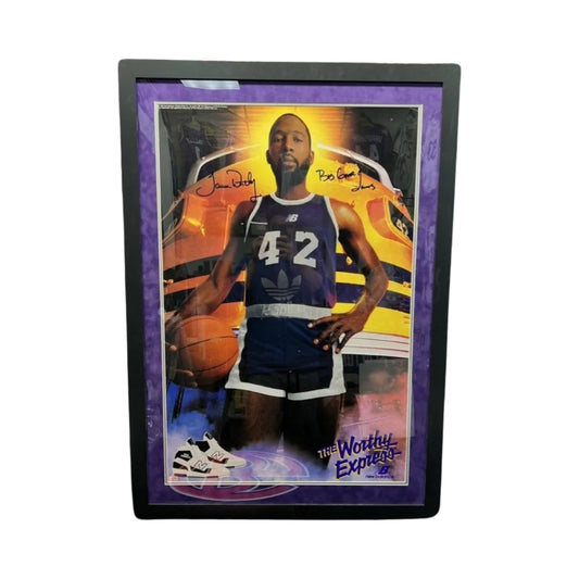 James Worthy Autographed Los Angeles Lakers Framed New Balance 24x34 Poster “Big Game James” Inscription Steiner CX