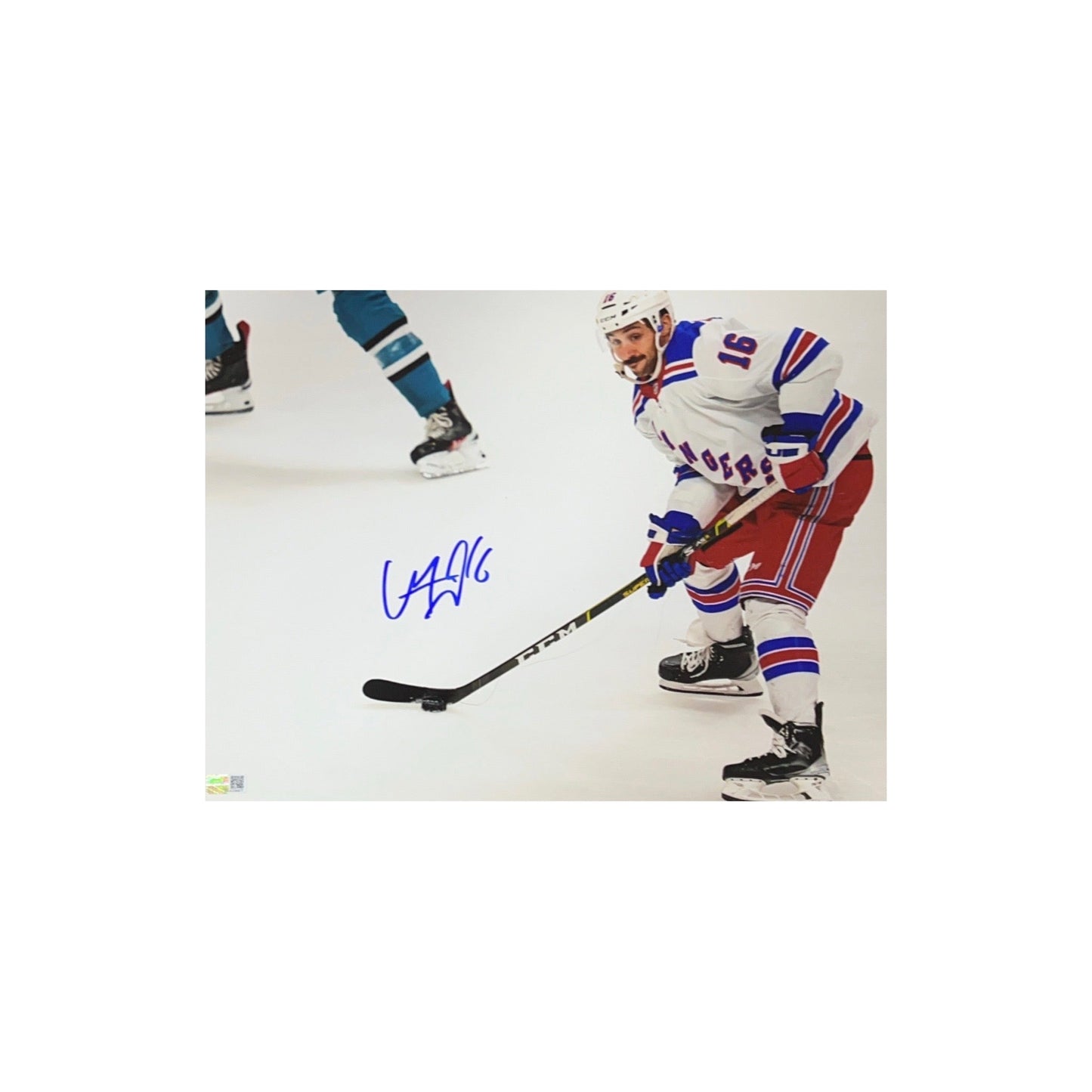 Vincent Trocheck Autographed New York Rangers White Jersey 11x14 Steiner CX - Unframed