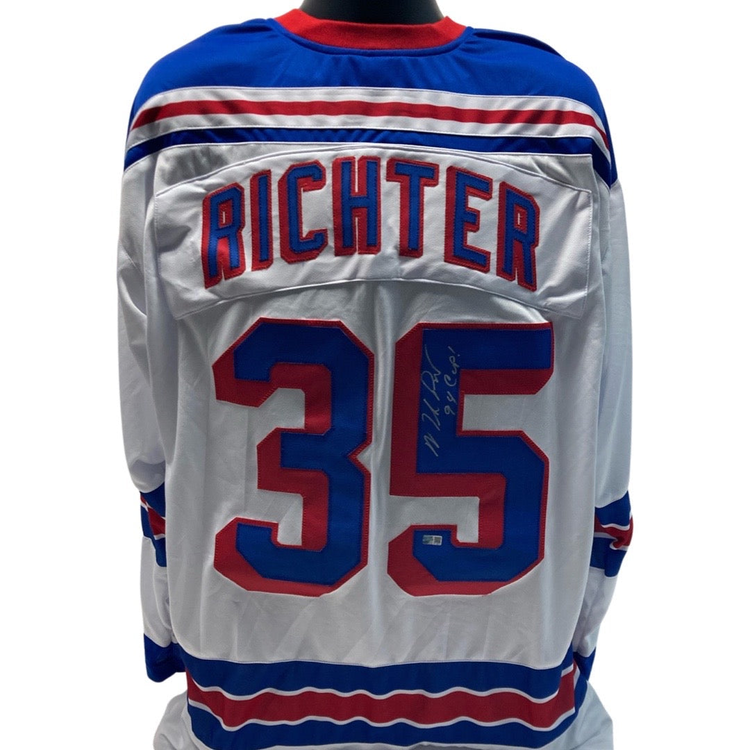 Mike Richter Autographed New York Rangers White Jersey 94 Cup Inscription Steiner CX