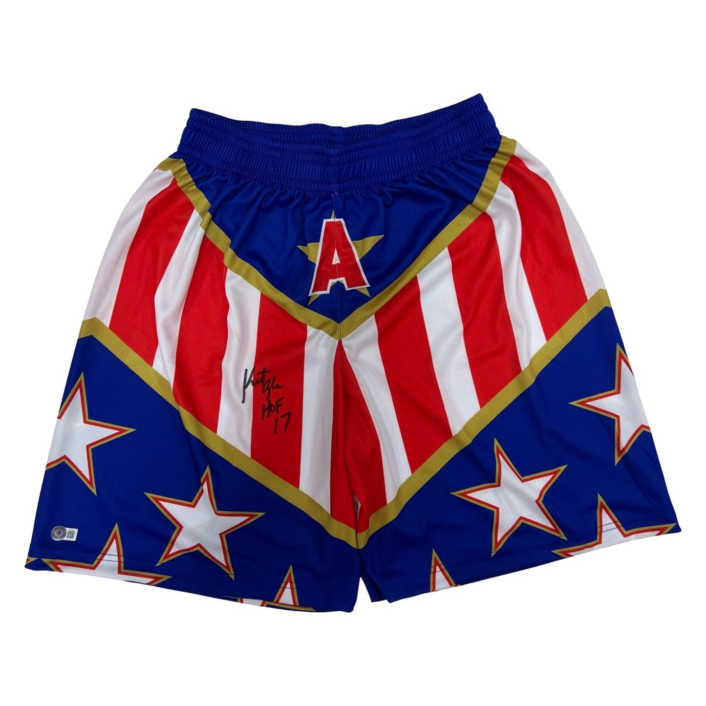 Kurt Angle Autographed Wrestling Attire Shorts HOF 17 Inscription Beckett