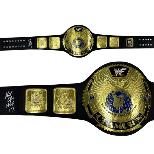 Kurt Angle Autographed WWF Championship Belt “HOF 17” Inscription Steiner CX