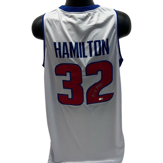 Rip Hamilton Autographed Detroit Pistons White Jersey Steiner CX