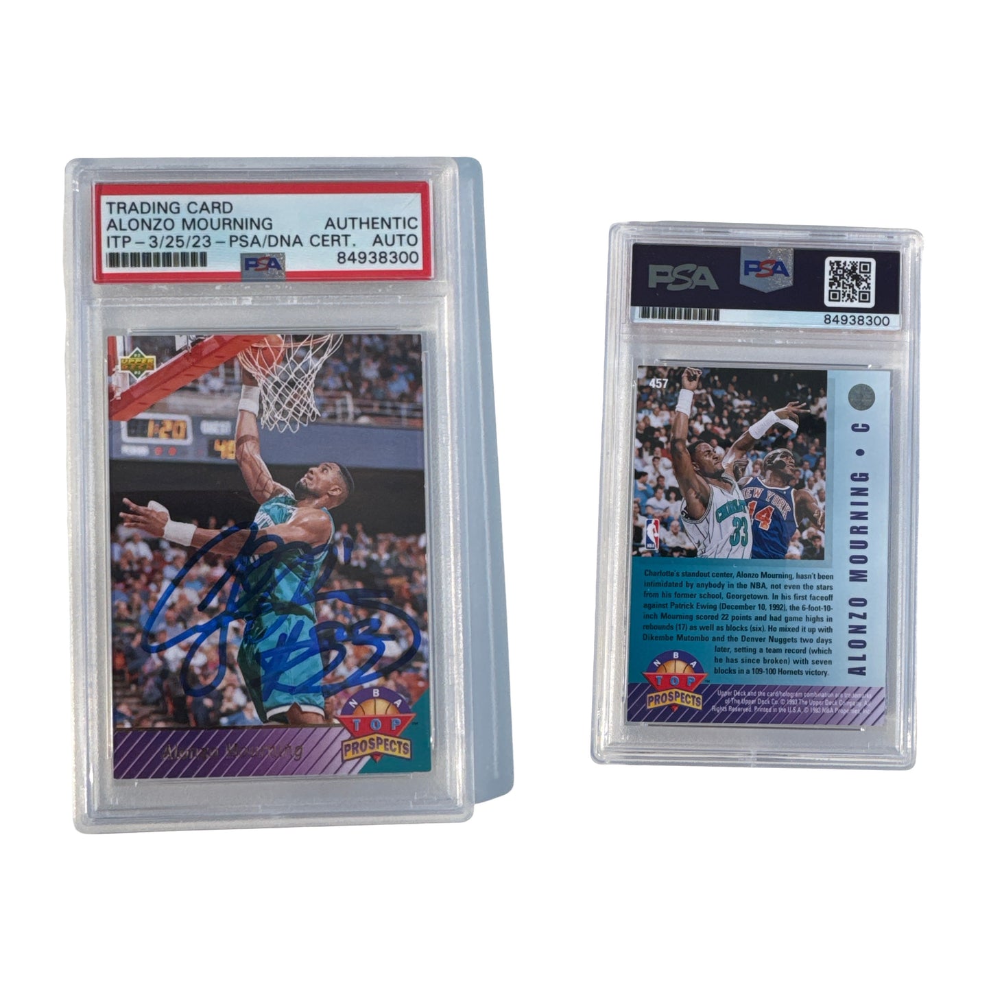 1993 Alonzo Mourning Autographed Upper Deck #457 PSA Authentic Auto