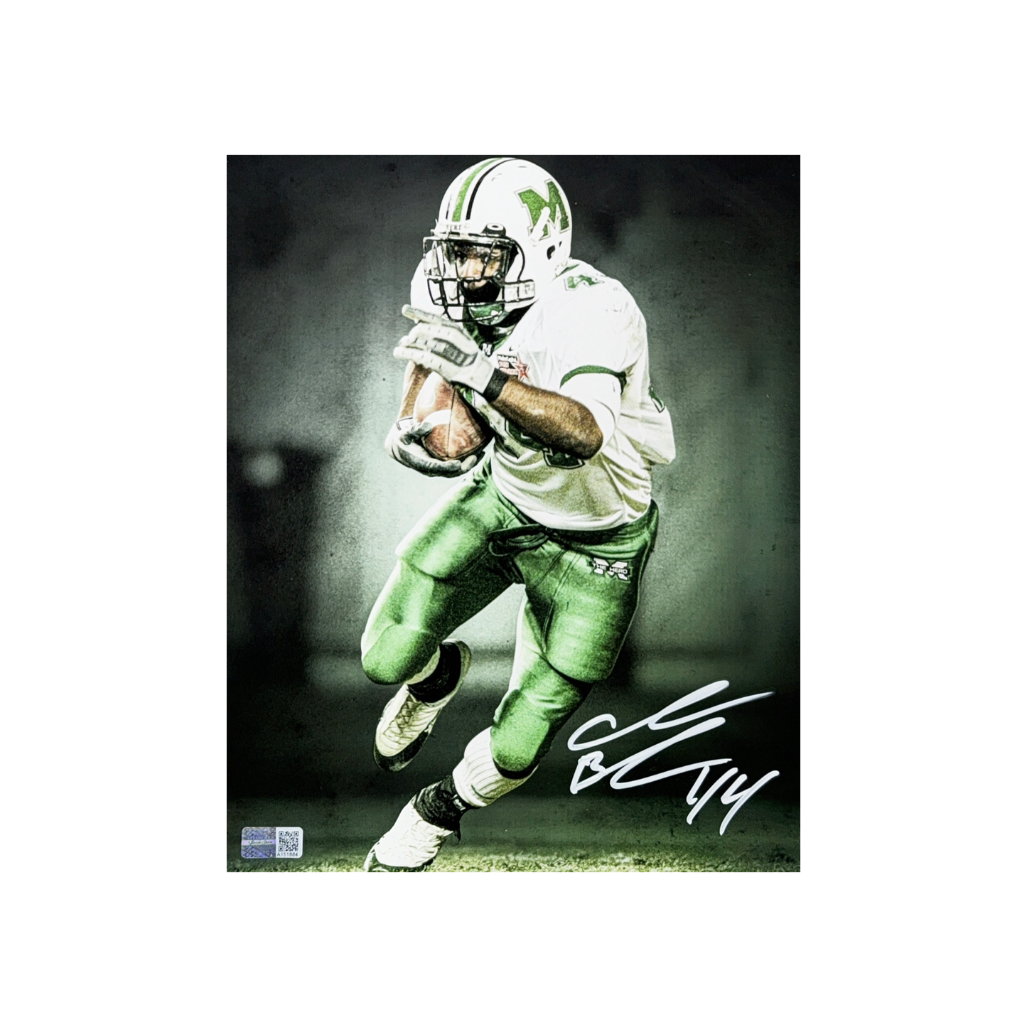 Ahmad Bradshaw Autographed Marshall Thundering Herd Edit 8x10 Steiner CX