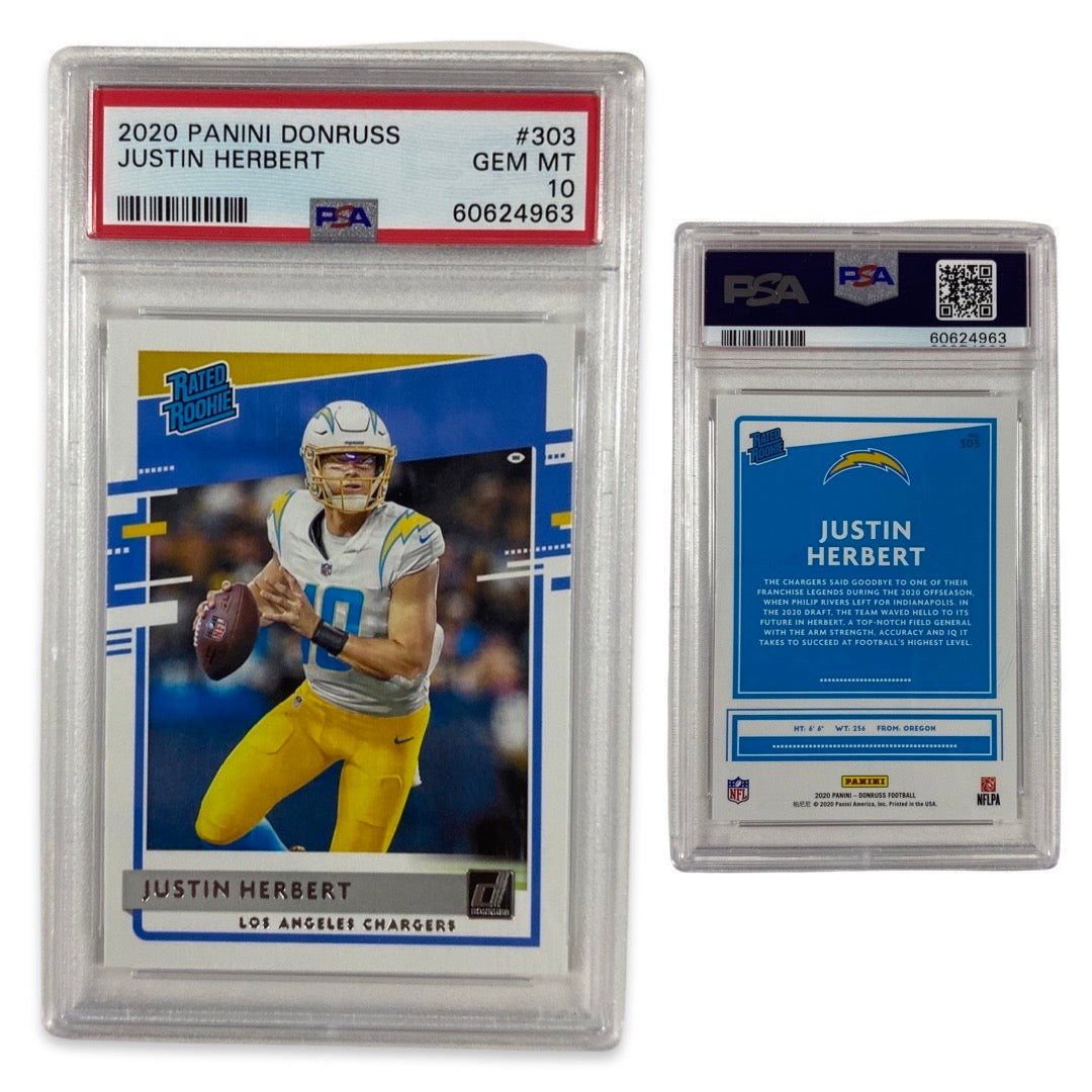 2020 Justin Herbert Panini Donruss Rated Rookie #303 PSA GEMMNT 10