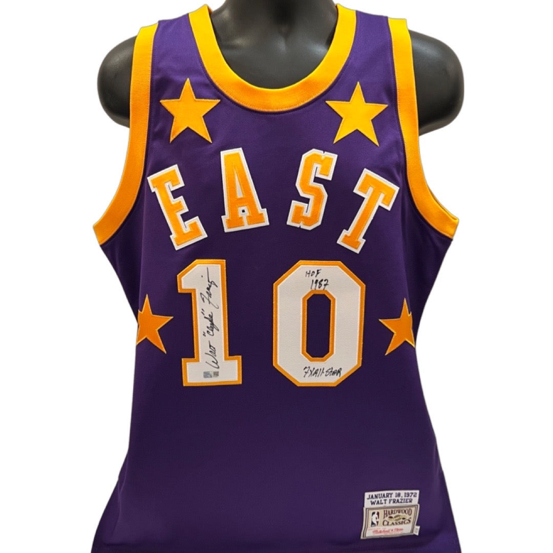 Walt Clyde Frazier Autographed New York Knicks 1972 NBA All Star East Mitchell & Ness Authentic Jersey Clyde, HOF 1987, 7x All Star Inscriptions Steiner CX