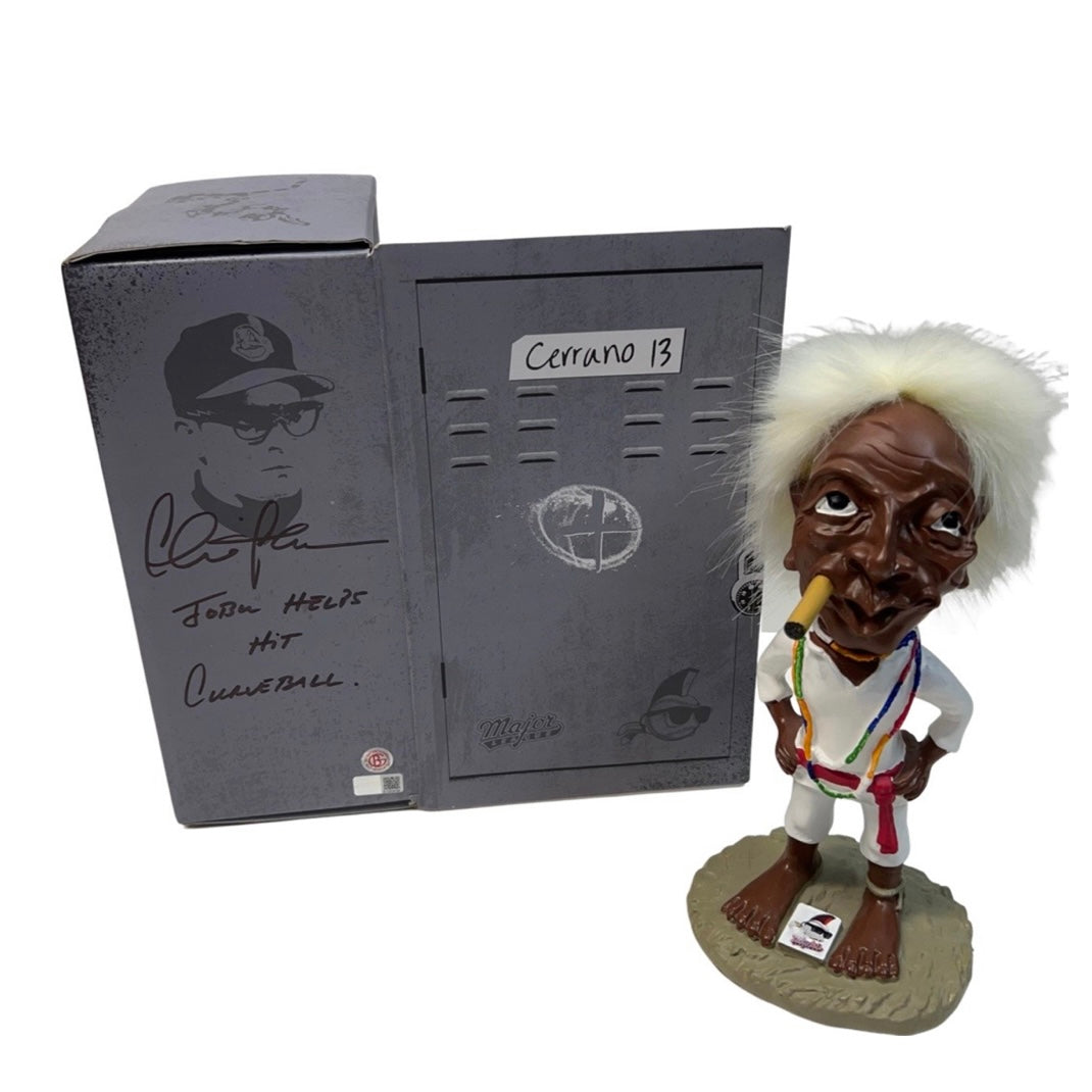 Charlie Sheen Autographed Major League Jobu Statue Jobu Helps Hit Curveball Inscription Steiner CX
