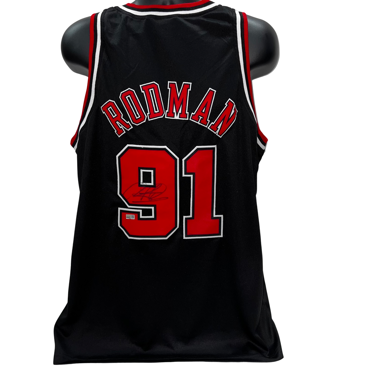 Dennis Rodman Autographed Chicago Bulls Black Jersey Steiner