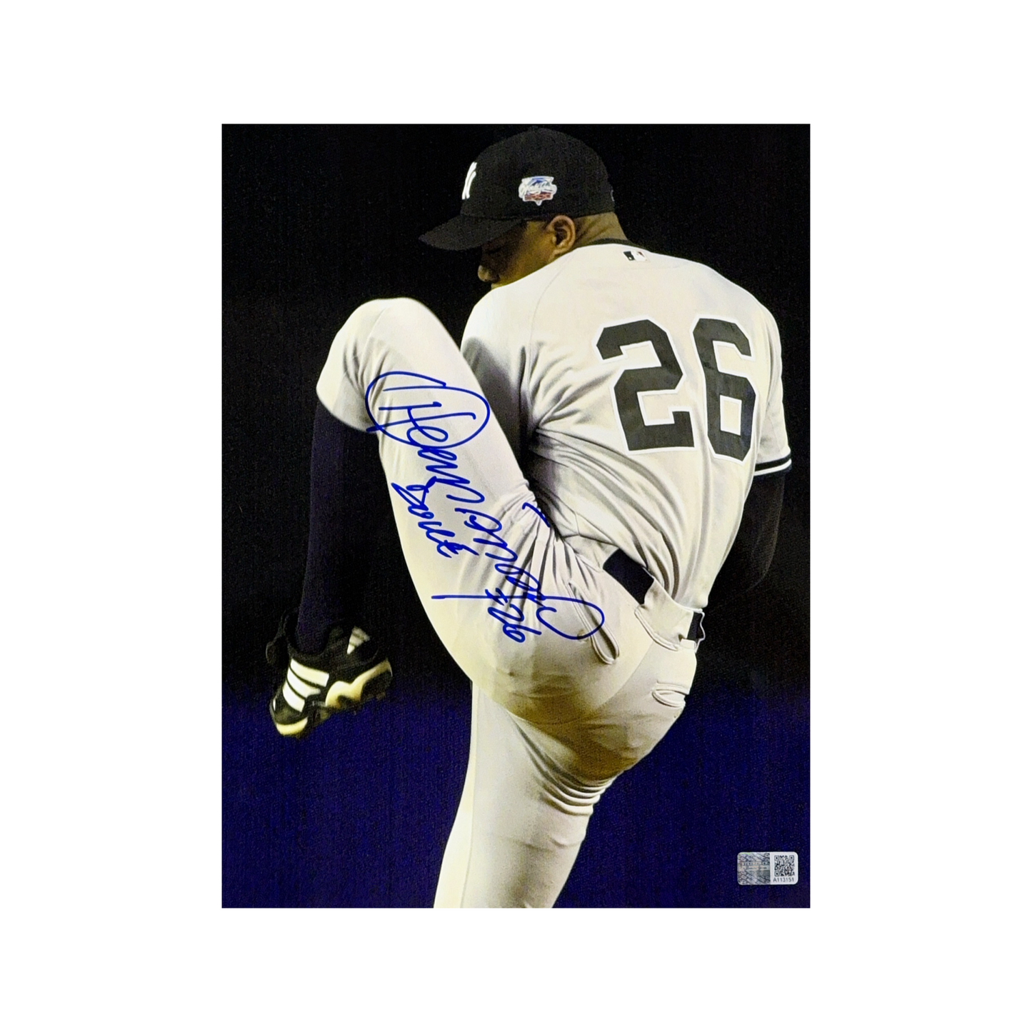 Orlando El Duque Hernandez Autographed New York Yankees Grey Leg Kick 8x10 Steiner CX - Unframed