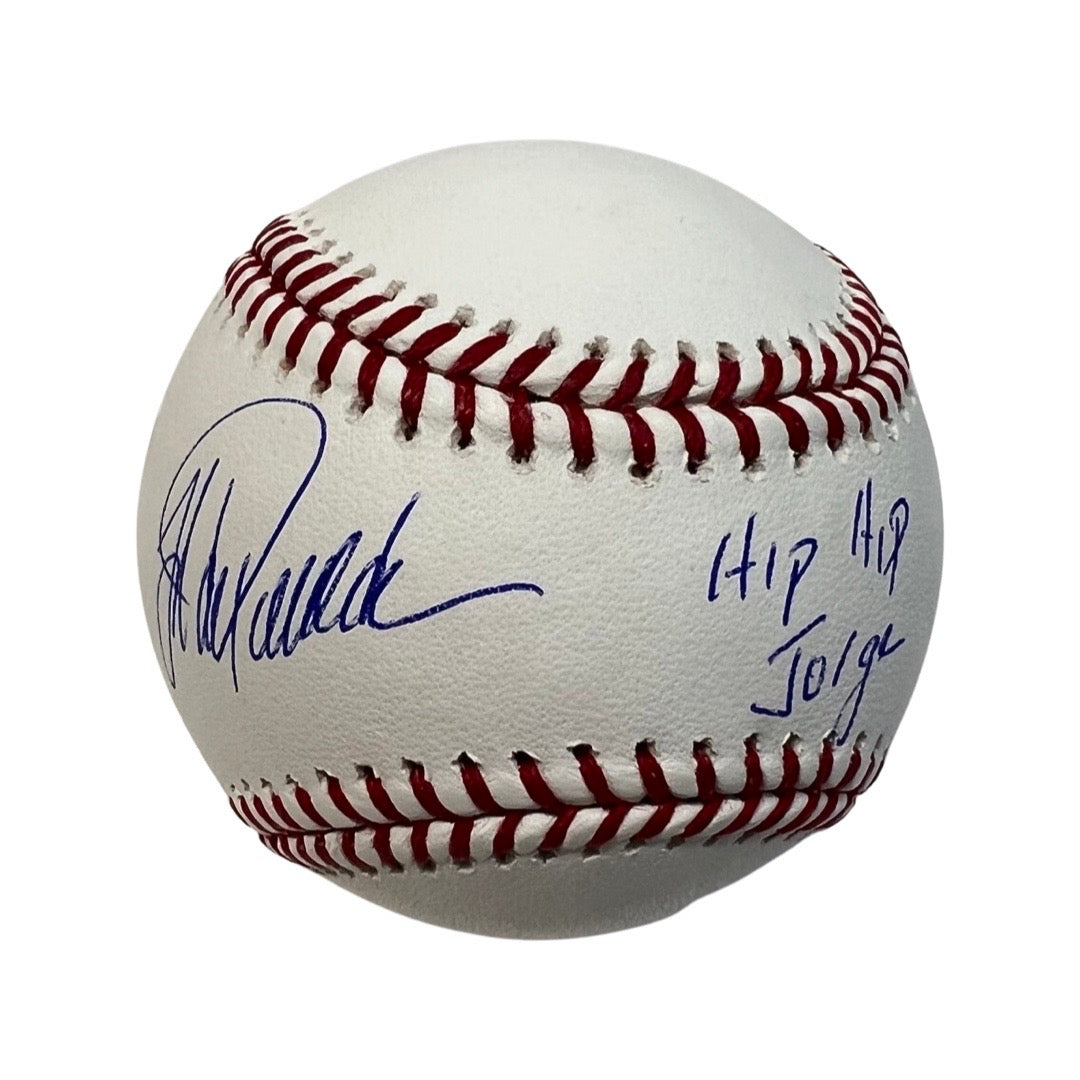 Jorge Posada Autographed New York Yankees OMLB Hip Hip Jorge Inscription Steiner CX