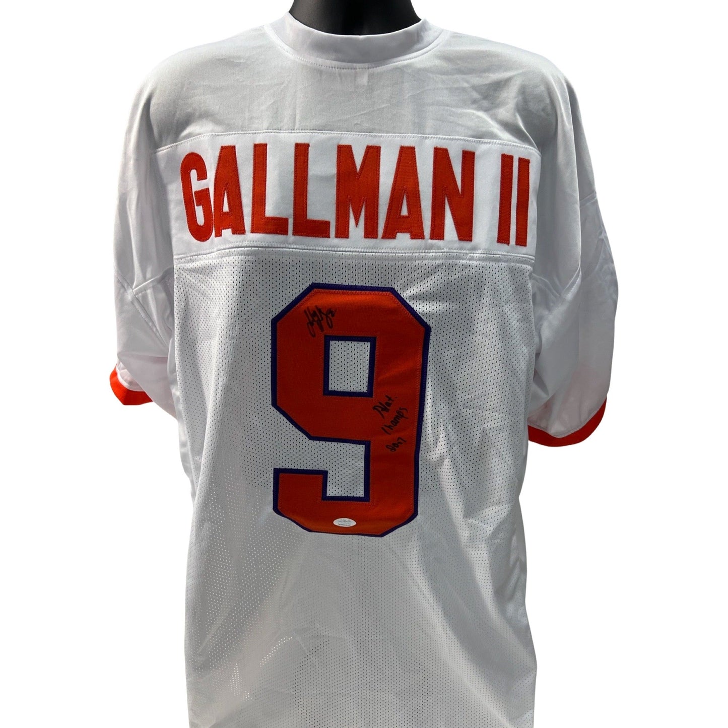 Wayne Gallman Autographed Clemson Tigers White Jersey Nat’l Champs 17 Inscription JSA