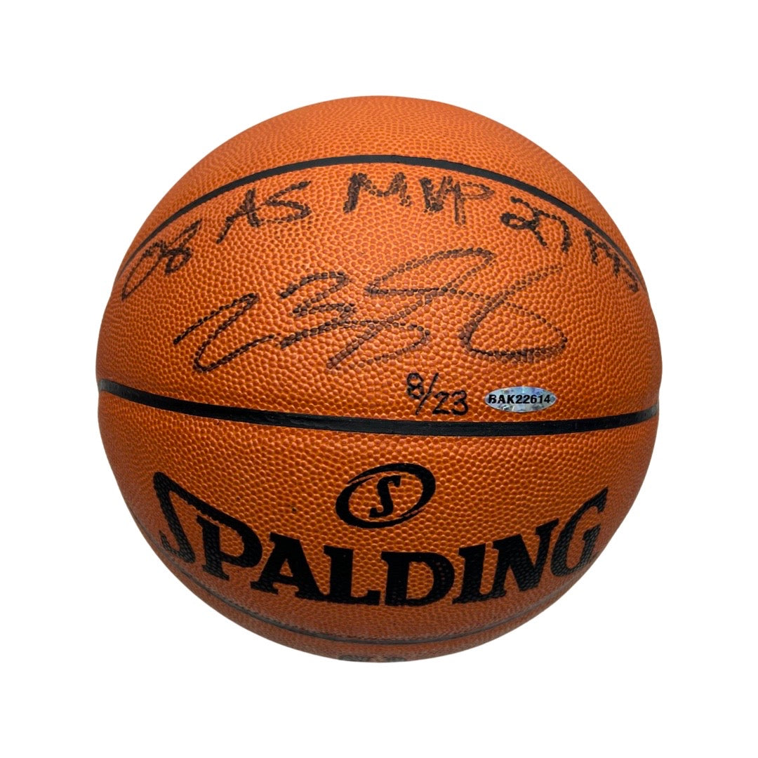 Lebron James Autographed Spalding Official Game Basketball 08 AS MVP 27 Pts Inscriptions LE 8/23 Upper Deck