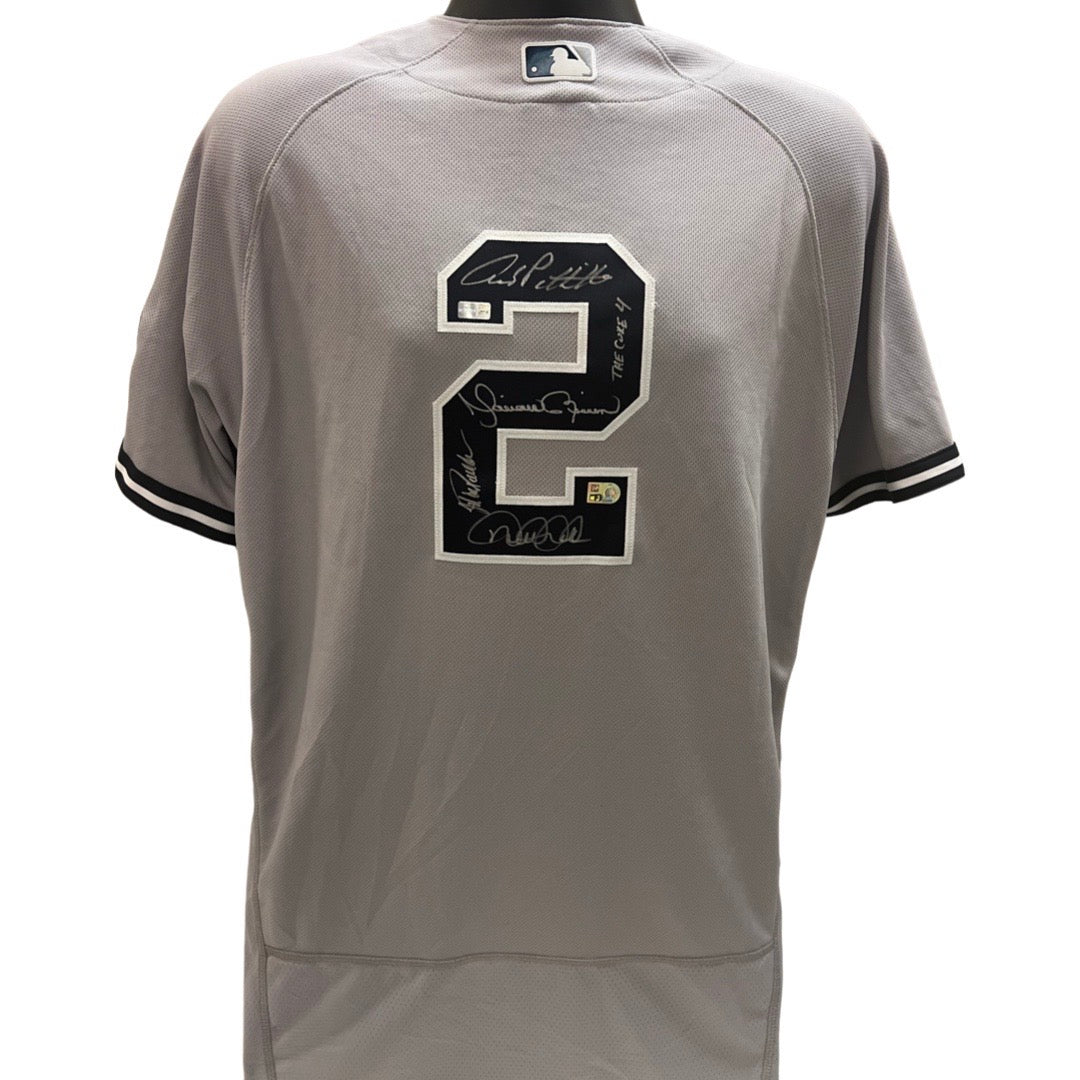 Derek Jeter, Mariano Rivera, Andy Pettitte & Jorge Posada Autographed New York Yankees Grey Nike Authentic Jersey The Core 4 Inscription MLB & Steiner CX