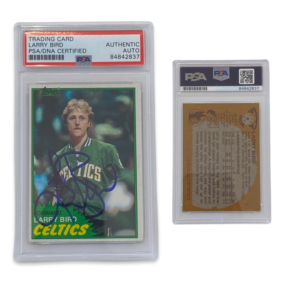 1981-82 Larry Bird Topps #4 Autographed Blue Ink PSA Auto Authentic