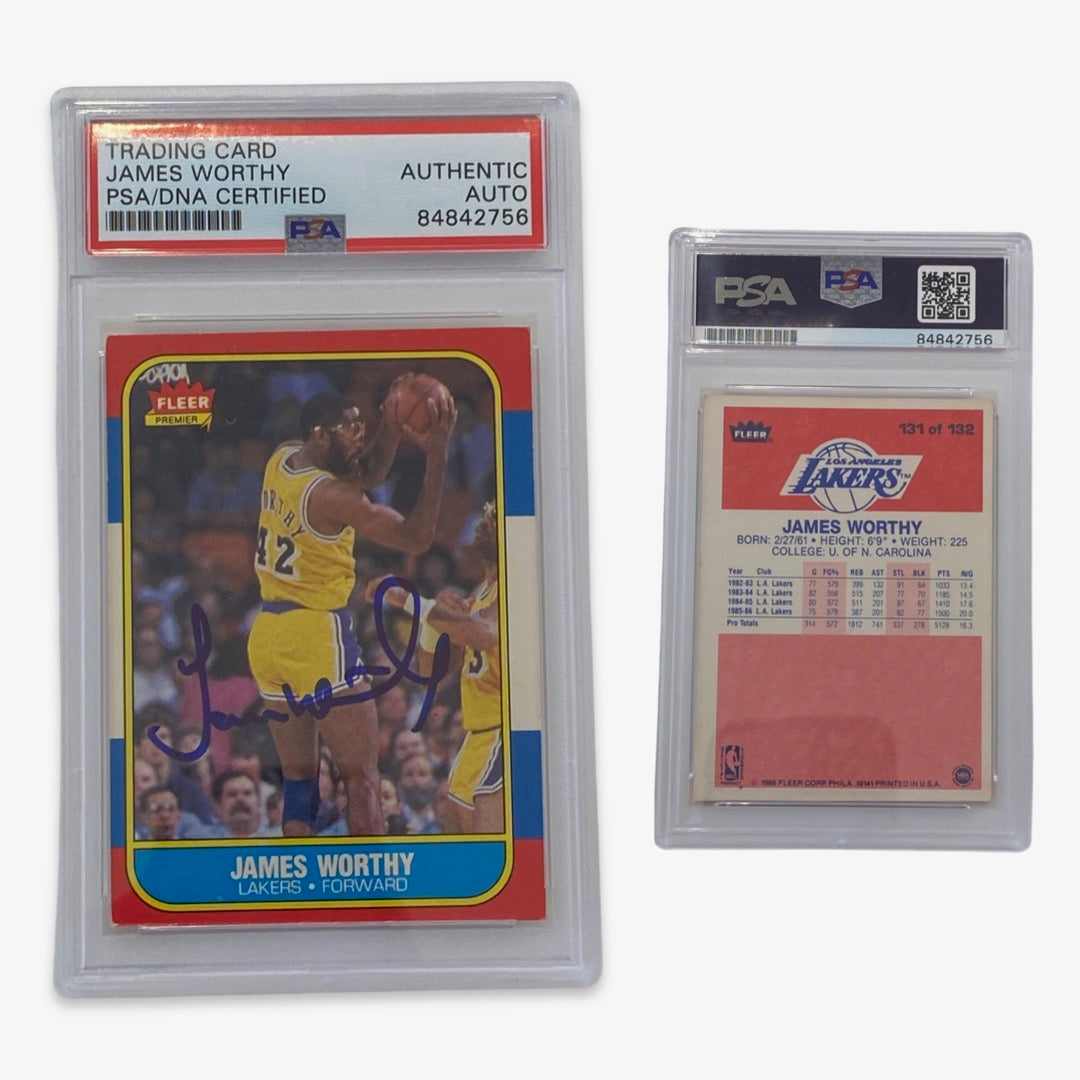 1986 James Worthy Fleer #131 Autographed PSA Auto Authentic