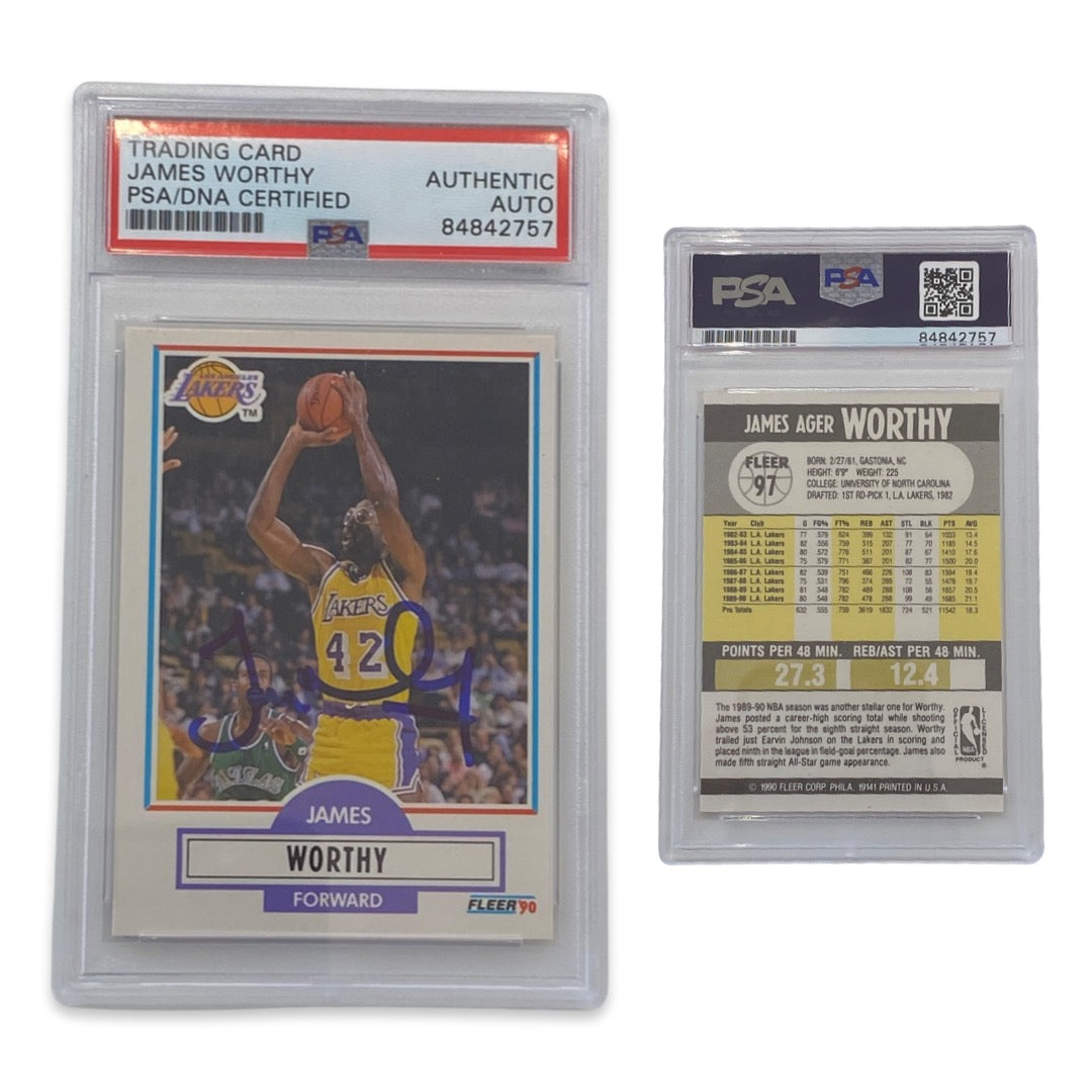 1990 James Worthy Fleer #97 Autographed PSA Auto Authentic
