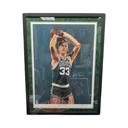 Larry Bird Autographed Boston Celtics Framed James Fiorentino Lithograph LE/33 JSA
