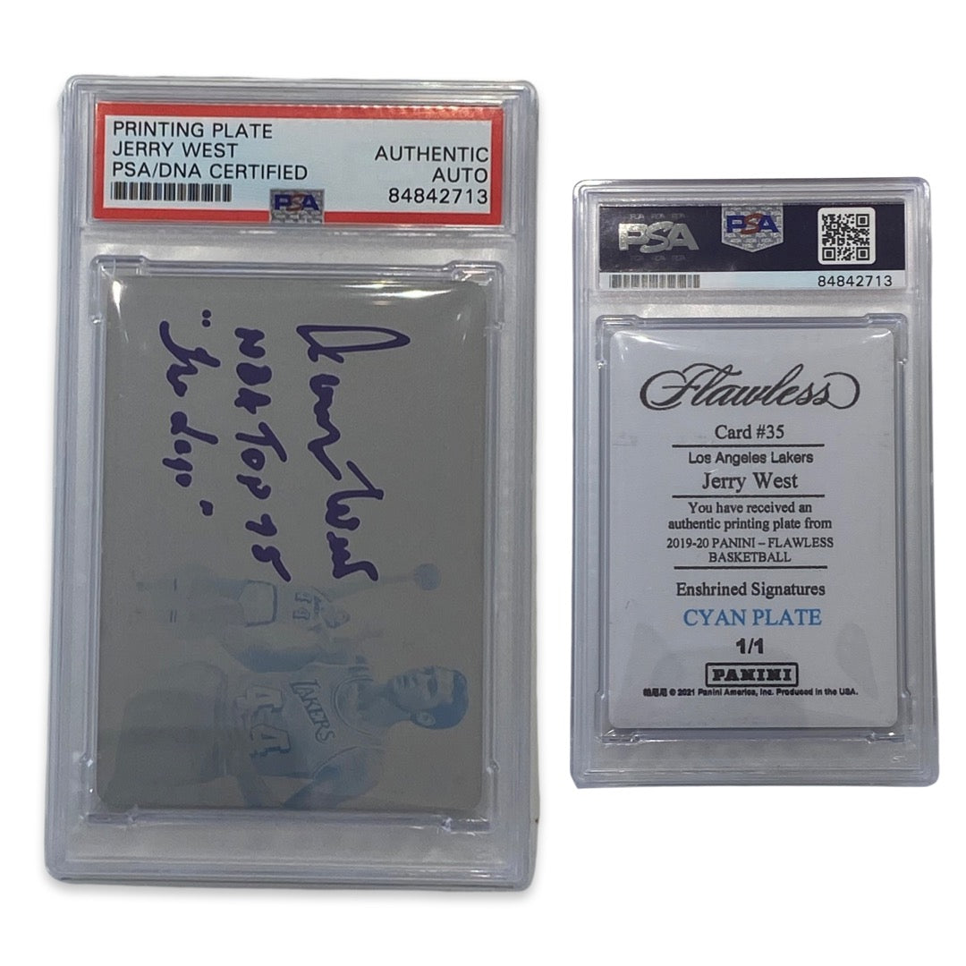 2021 Jerry West Autographed Panini Flawless 1/1 #35 NBA Top 75, The Logo Inscriptions PSA Auto Authentic