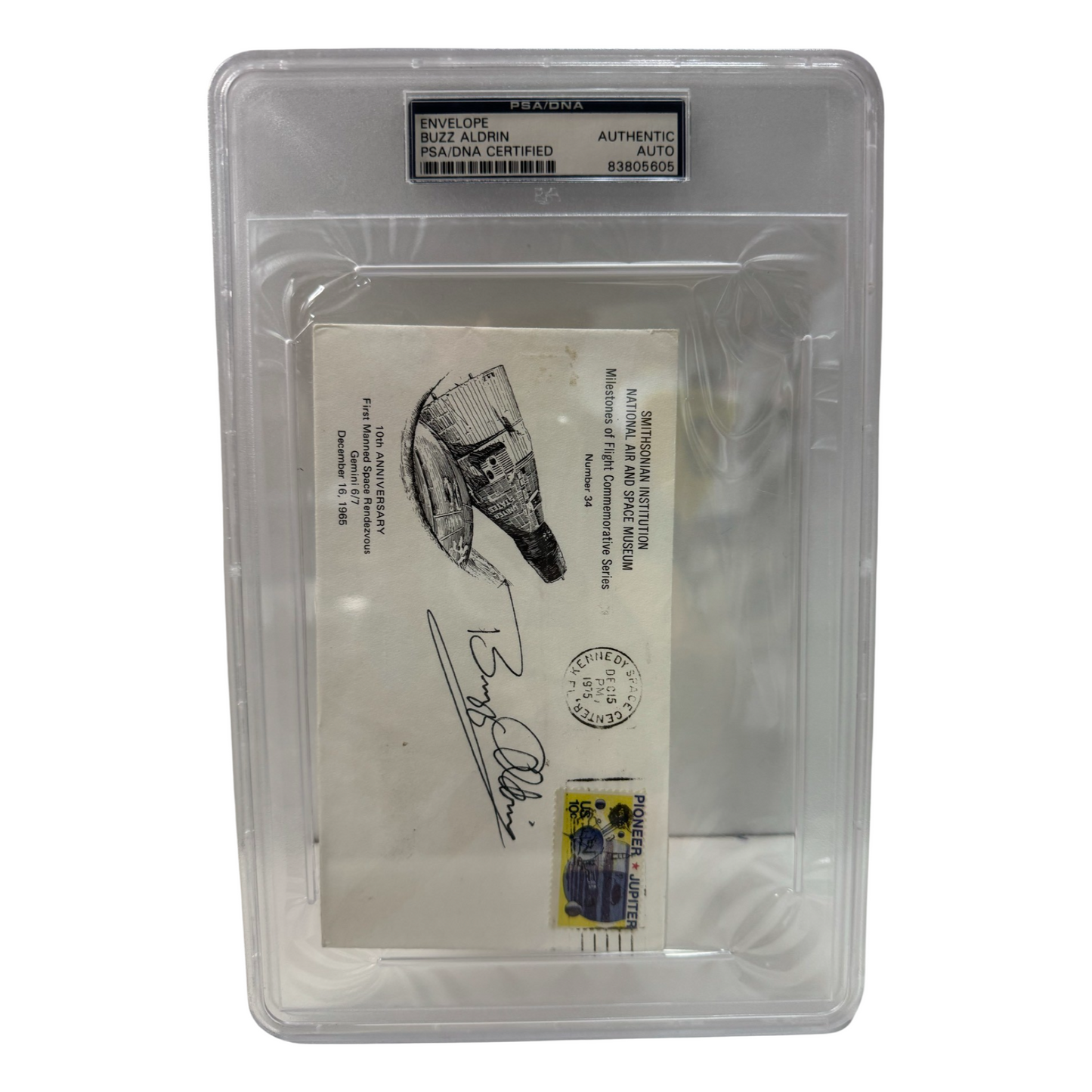 Buzz Aldrin Autographed Envelope PSA Auto Authentic