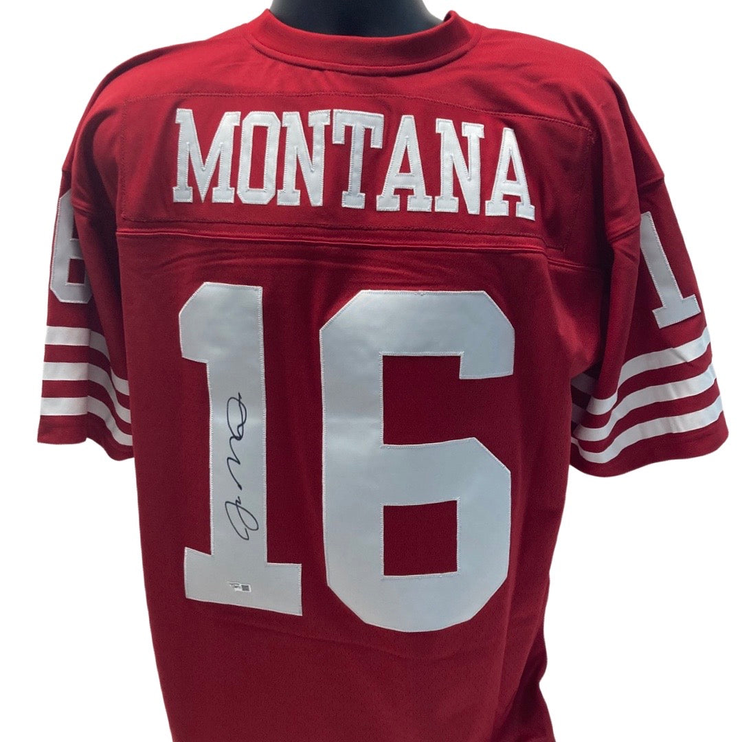 Joe Montana Autographed San Francisco 49 ers Red Mitchell Ness Jerse BG Autographs