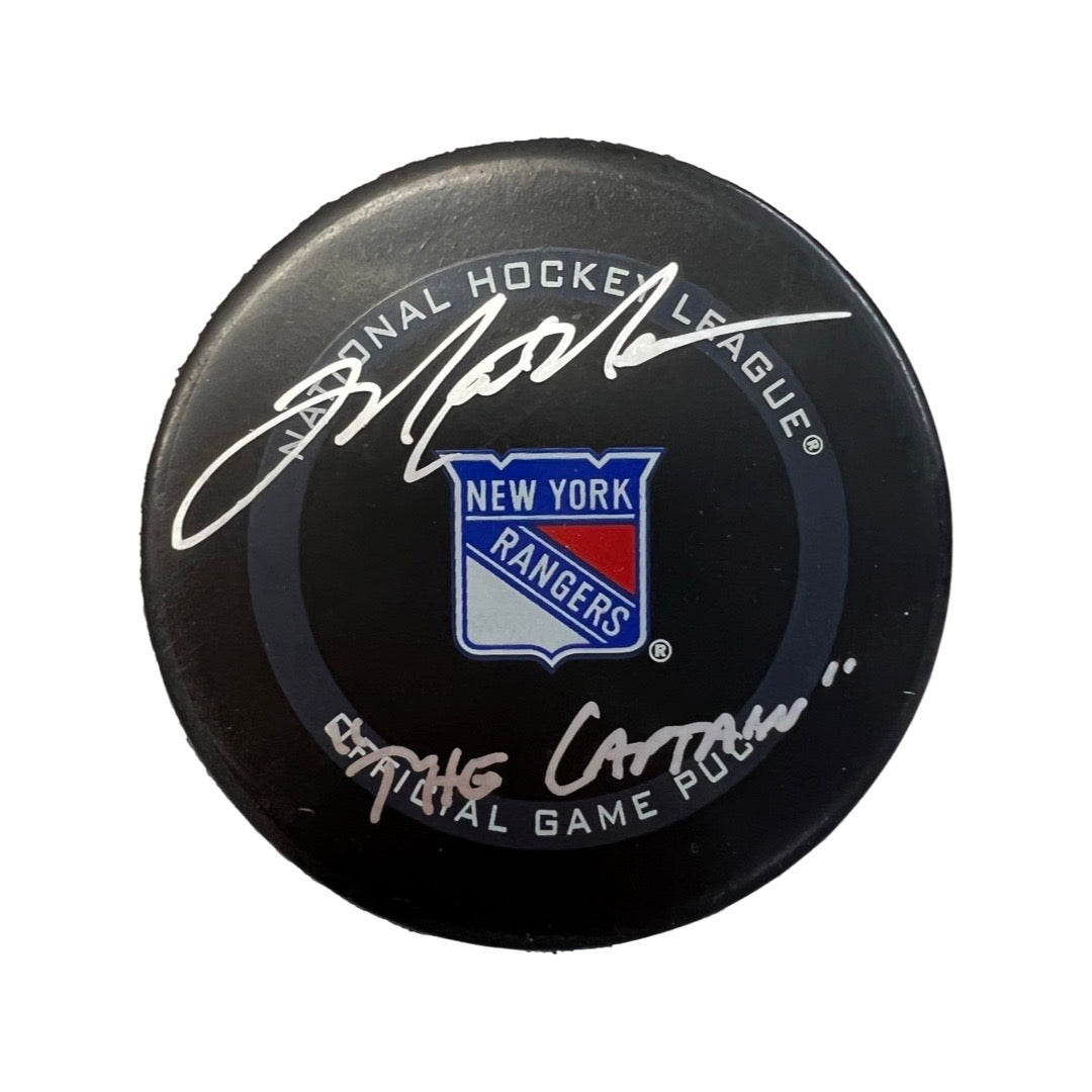 Mark Messier Autographed New York Rangers Official Game Puck The Captain Inscription Steiner CX