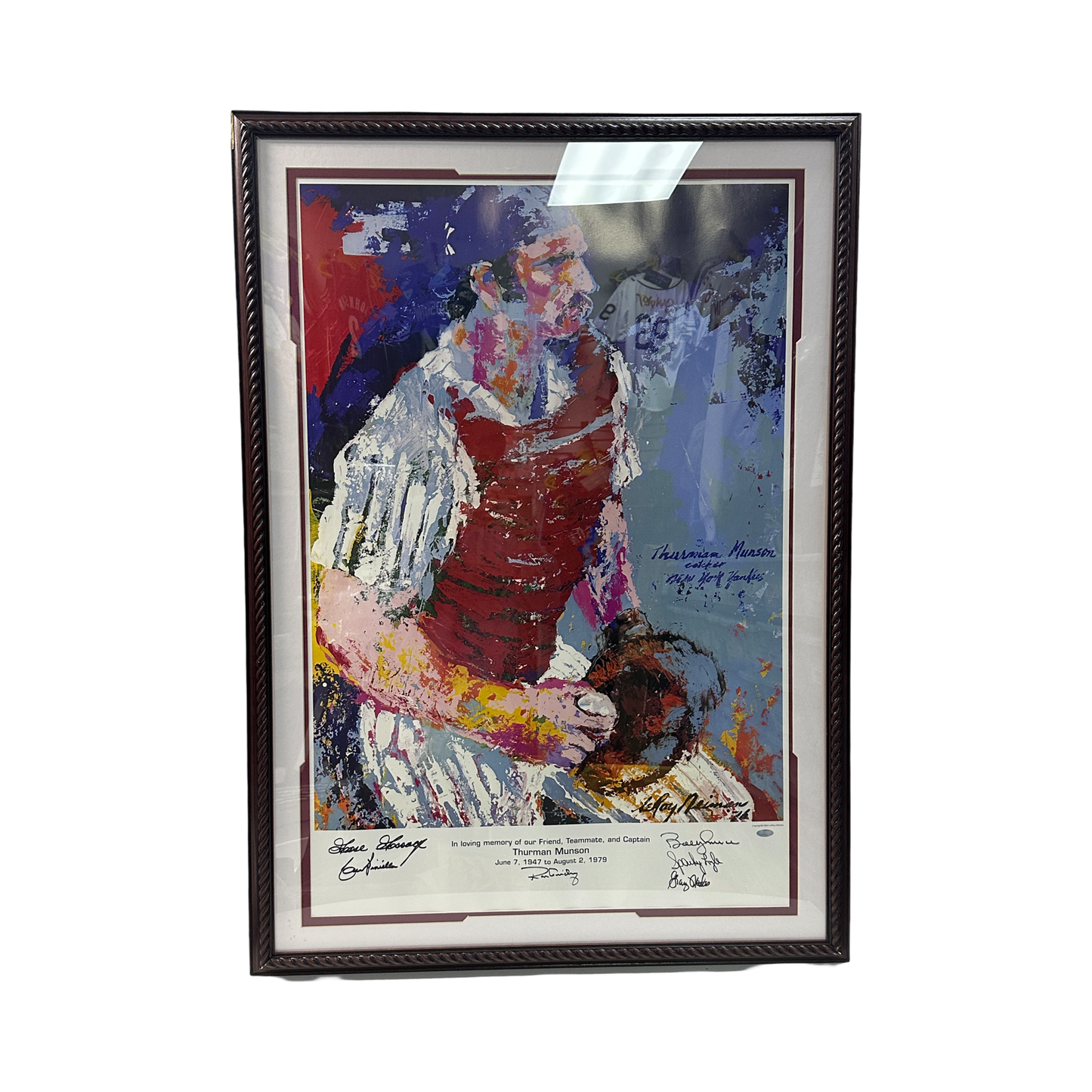 Thurman Munson Team Autographed New York Yankees Framed Art Steiner