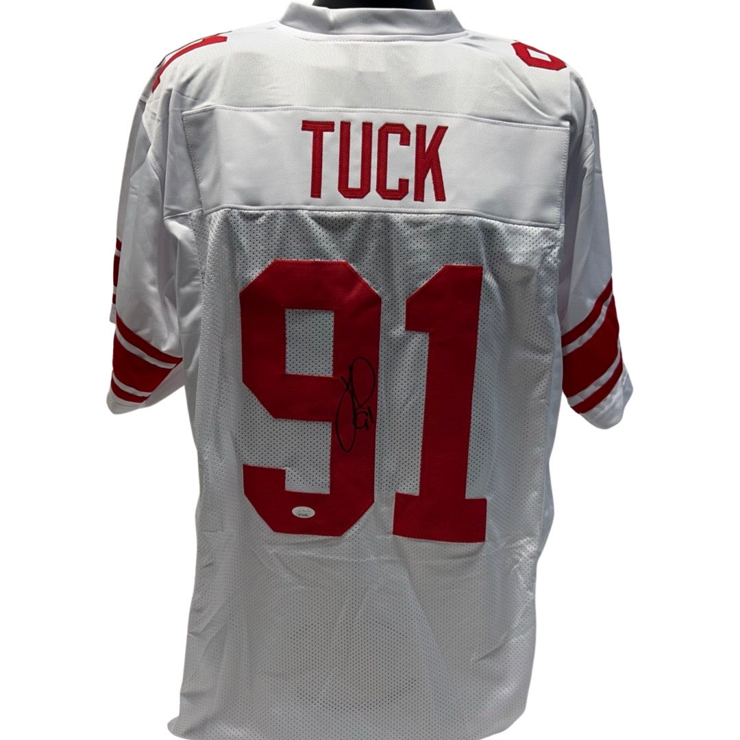 Justin Tuck Autographed New York Giants White Jersey JSA