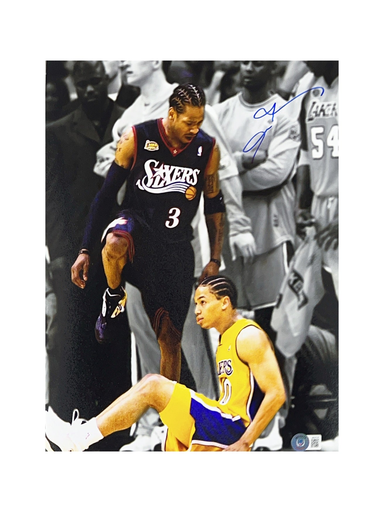 Allen Iverson Autographed Philadelphia 76ers Stepover Ty Lue 11x14 Beckett