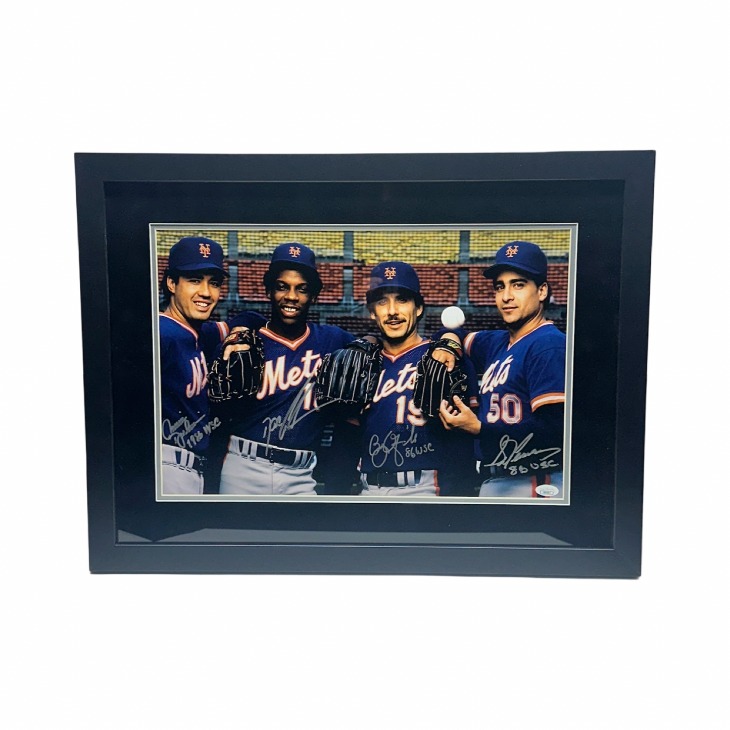 Ron Darling, Doc Gooden, Bobby Ojeda & Sid Fernandez Autographed New York Mets "1986 WSC" Inscribed Starting 4 12x18 Photo JSA - Framed