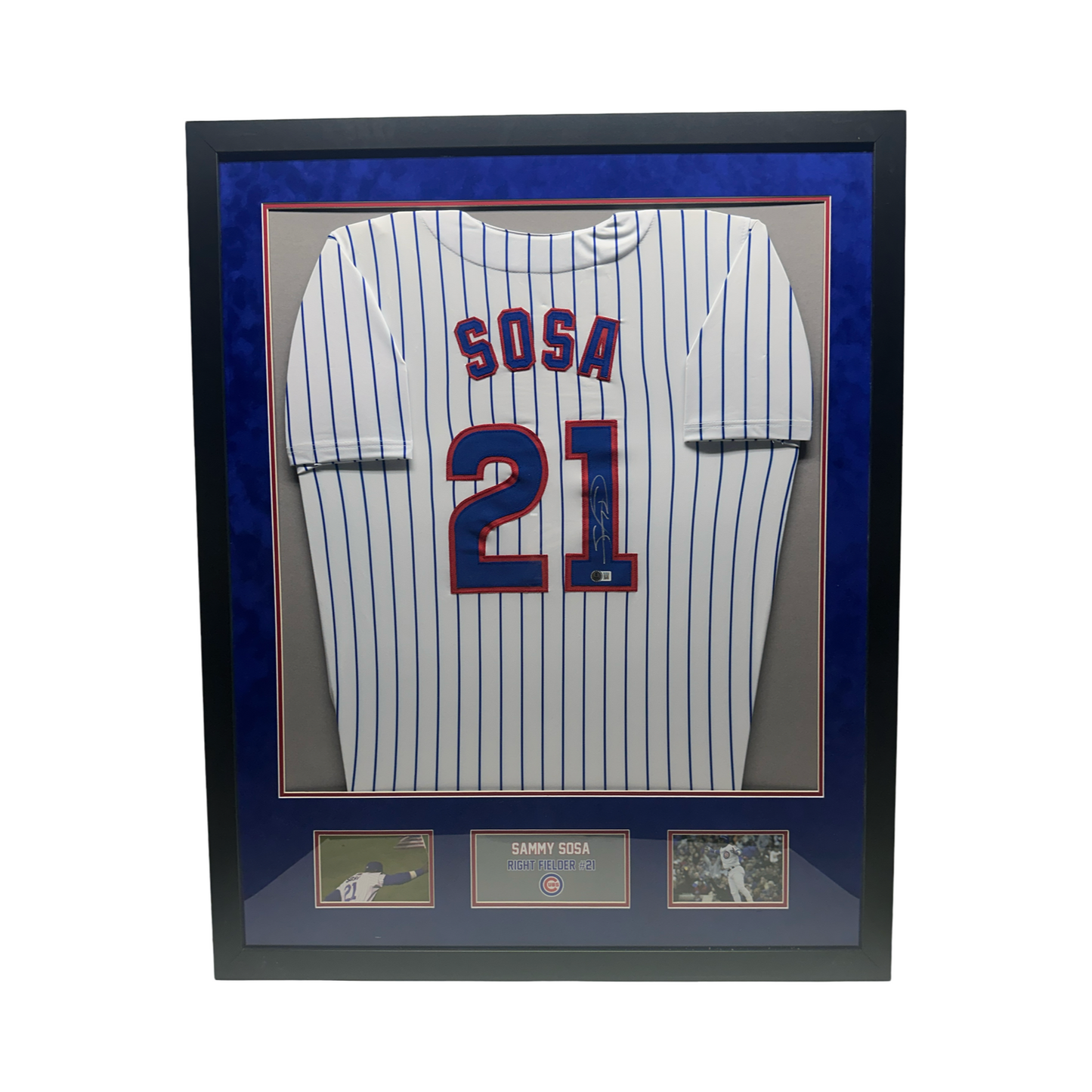 Sammy Sosa Autographed Chicago Cubs Pinstripe Jersey Beckett - Framed