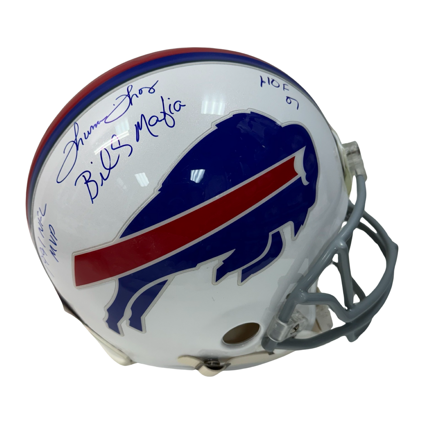 Thurman Thomas Autographed Buffalo Bills Proline Authentic Helmet 1991 NFL MVP, Bills Mafia, HOF 07 Inscriptions JSA