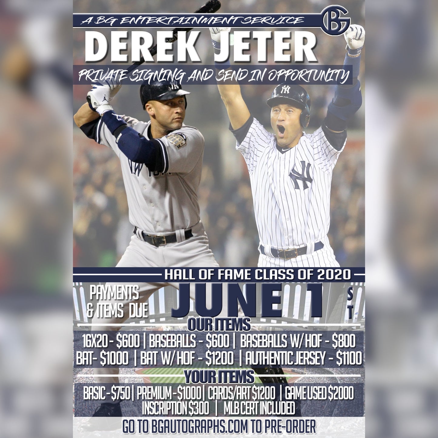 Derek Jeter Private Autograph Signing - June 1st