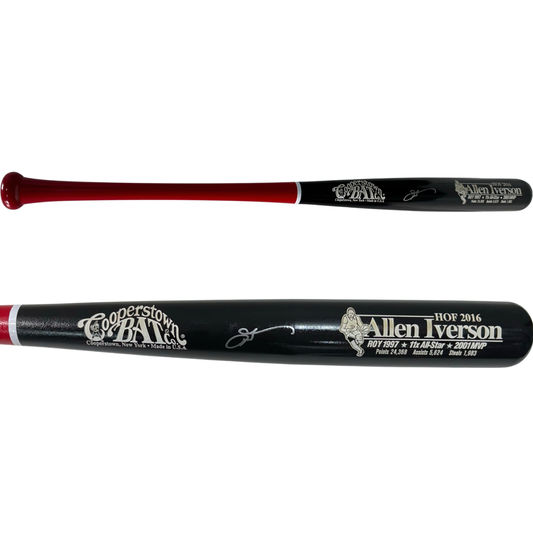 Allen Iverson Autographed Philadelphia Phillies Black Barrel Cooperstown Bat JSA