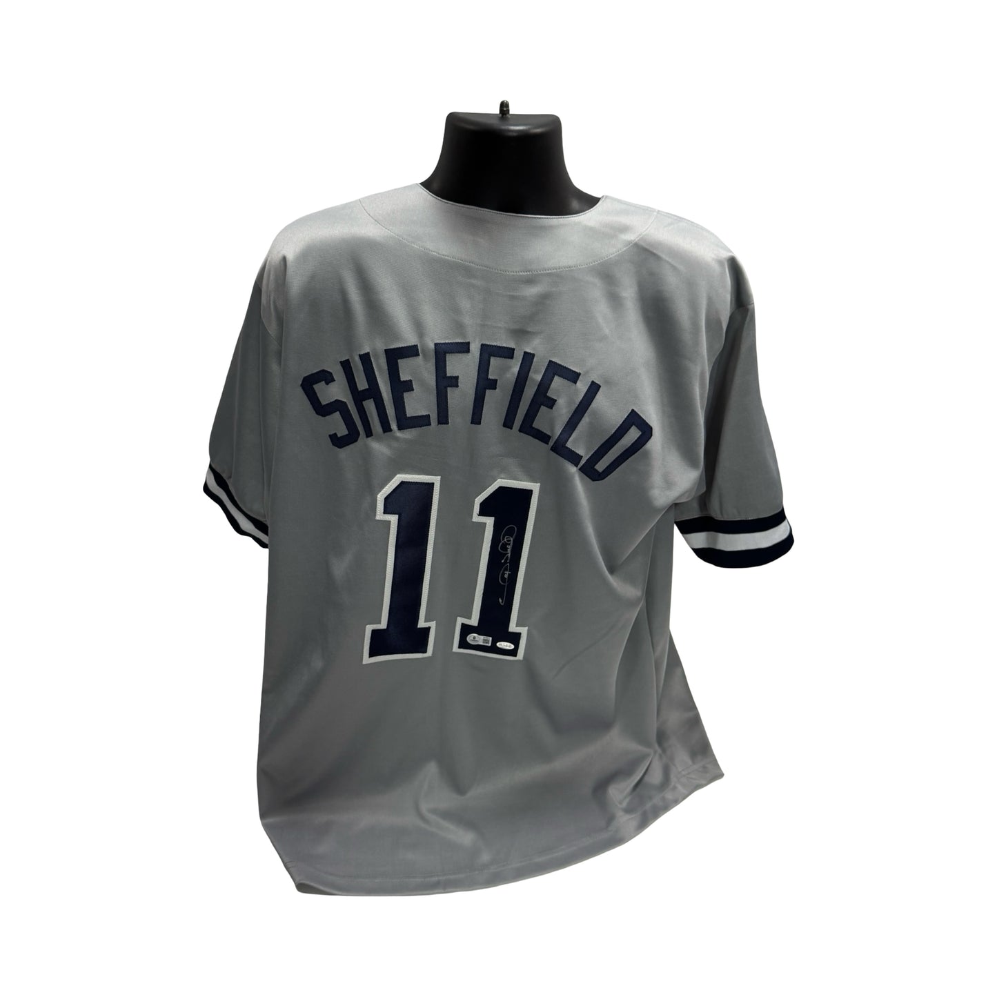 Gary Sheffield Autographed New York Yankees Grey Jersey Beckett BAS