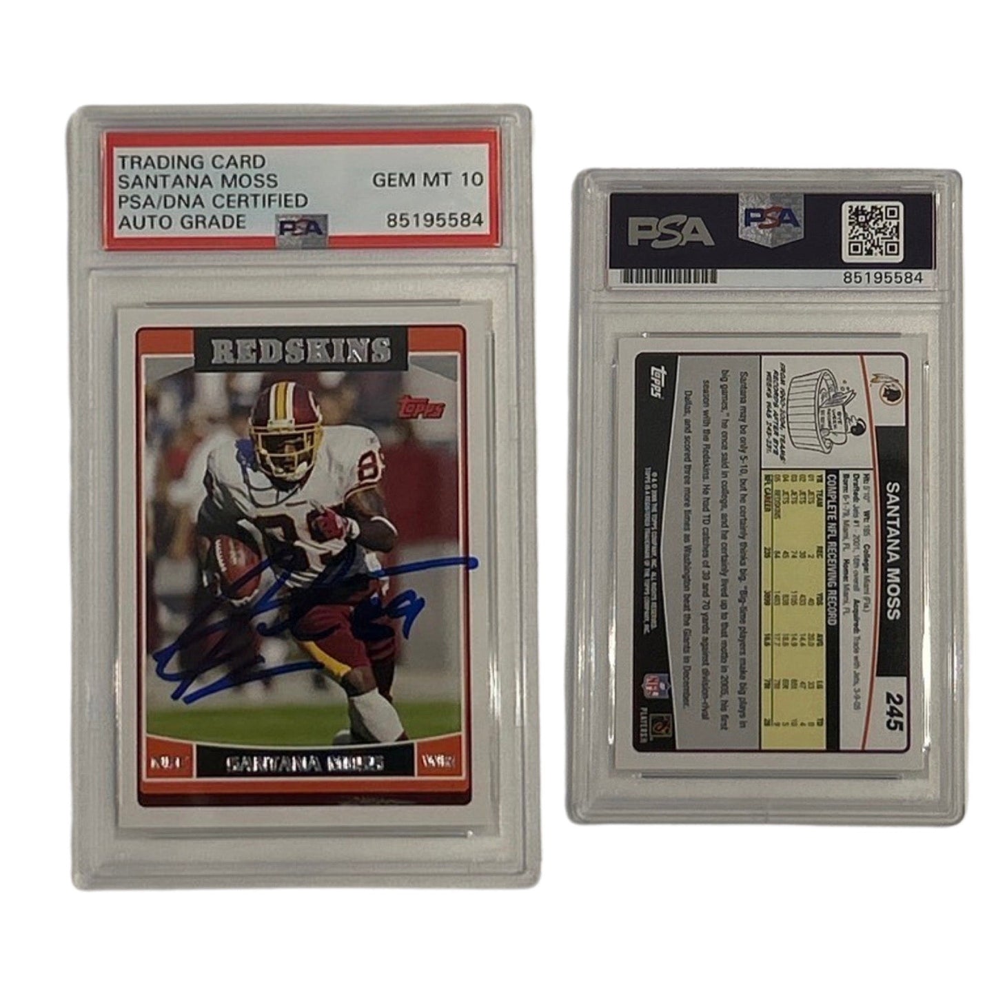 2006 Santana Moss Topps #245 PSA GEM MT 10 Auto