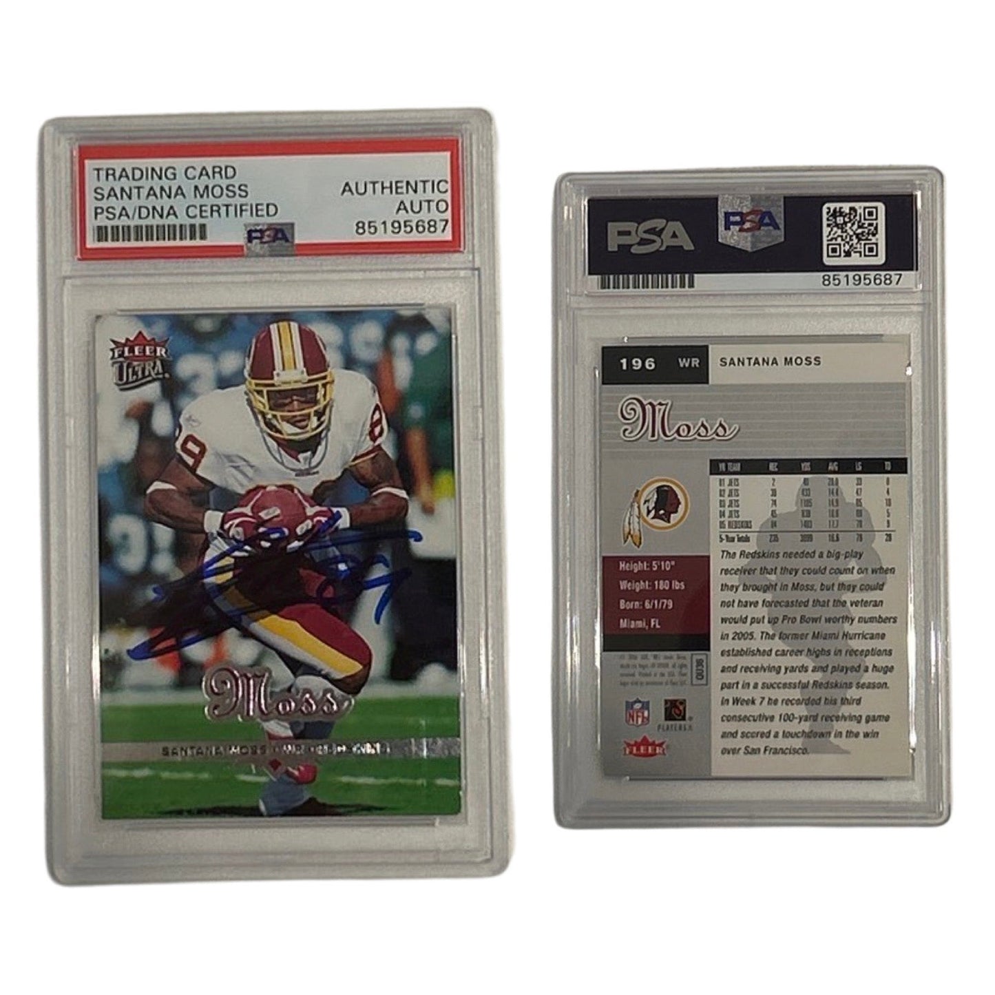 2006 Santana Moss Fleer Ultra #196 PSA Authentic Auto