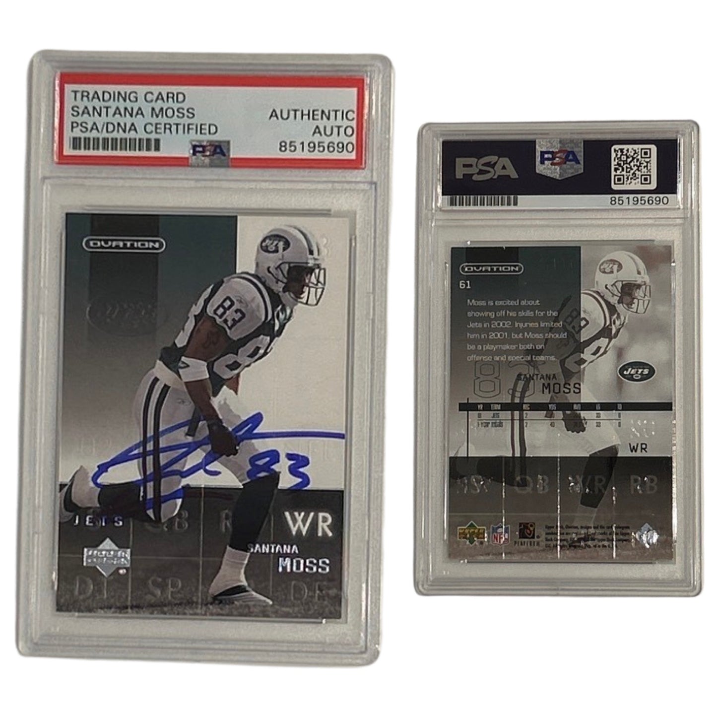 2002 Santana Moss Upper Deck Ovation #61 PSA Authentic Auto