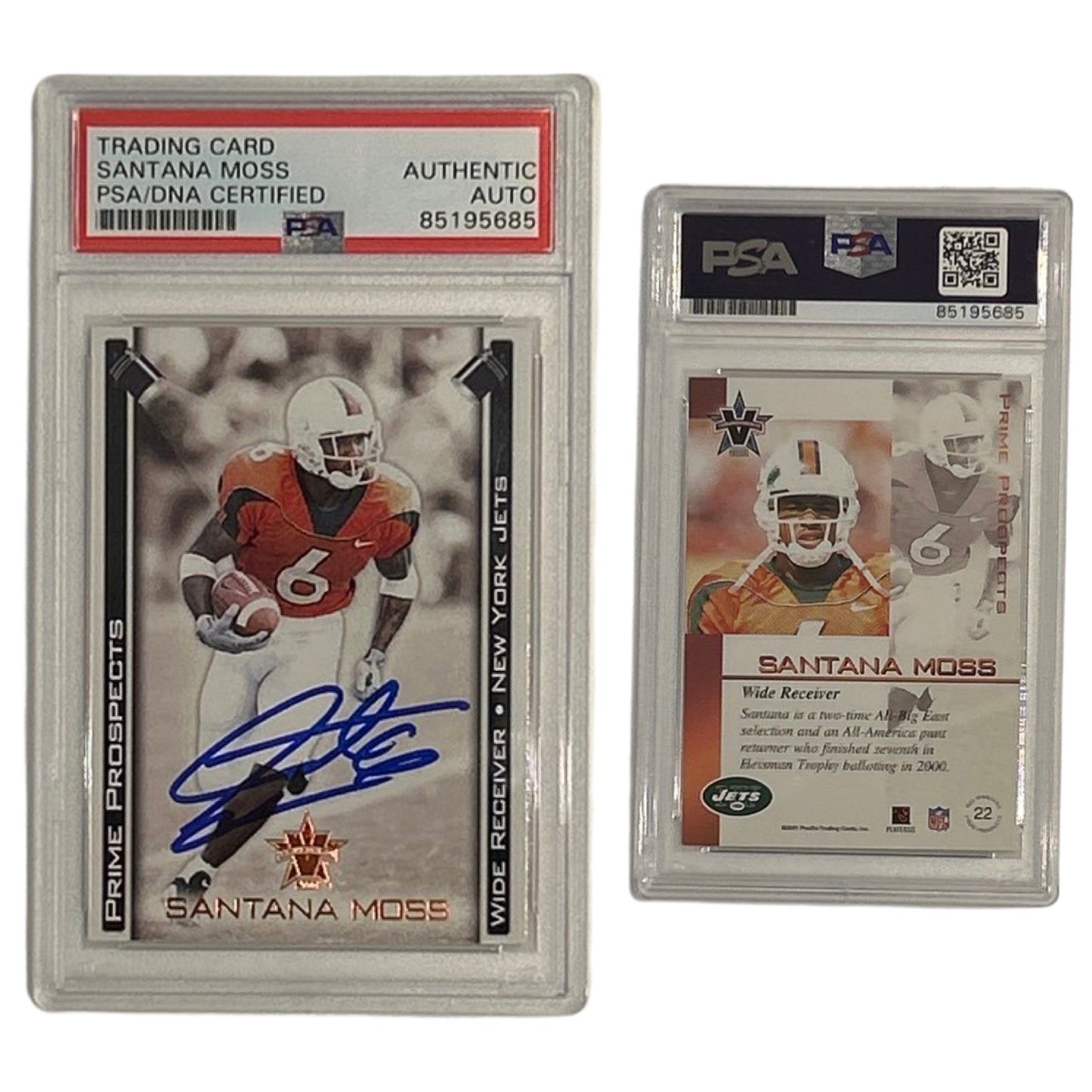 2001 Santana Moss Vanguard Prime Prospects #22 PSA Authentic Auto