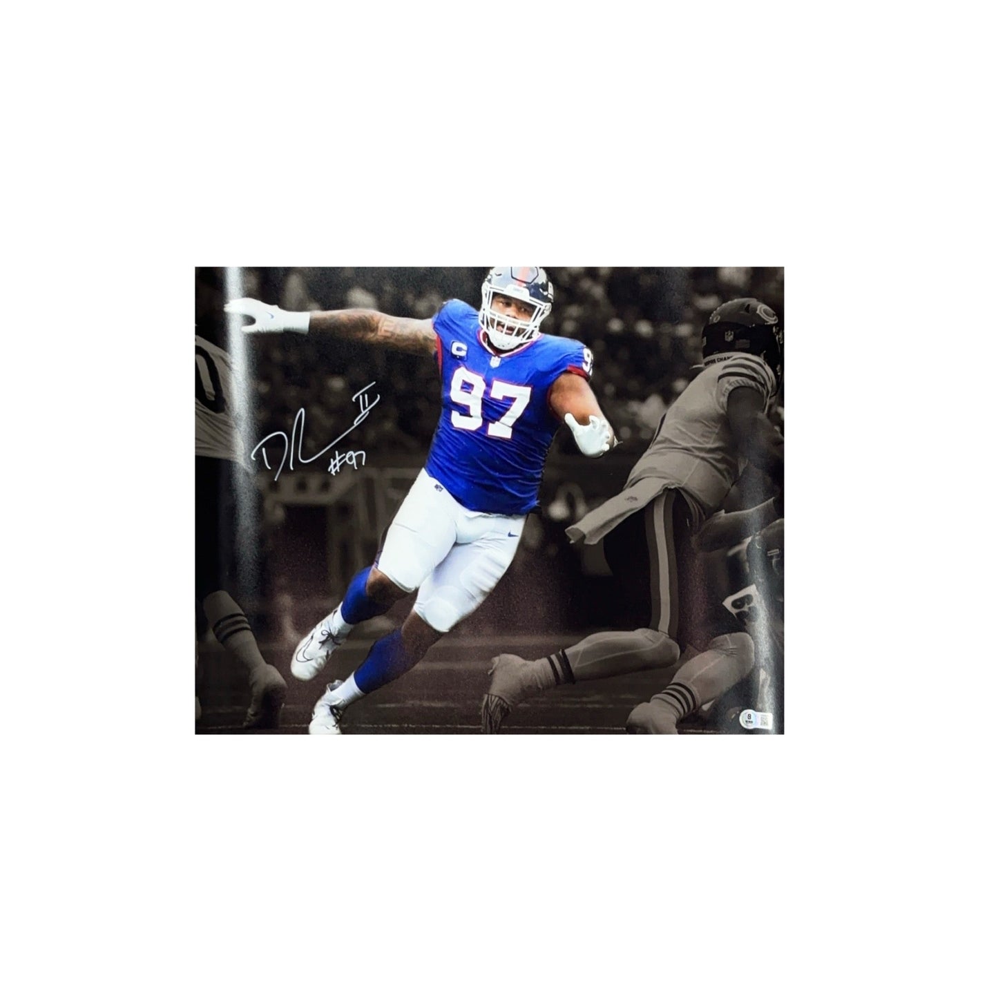 Dexter Lawrence Autographed New York Giants Rush 11x14 Beckett - Unframed