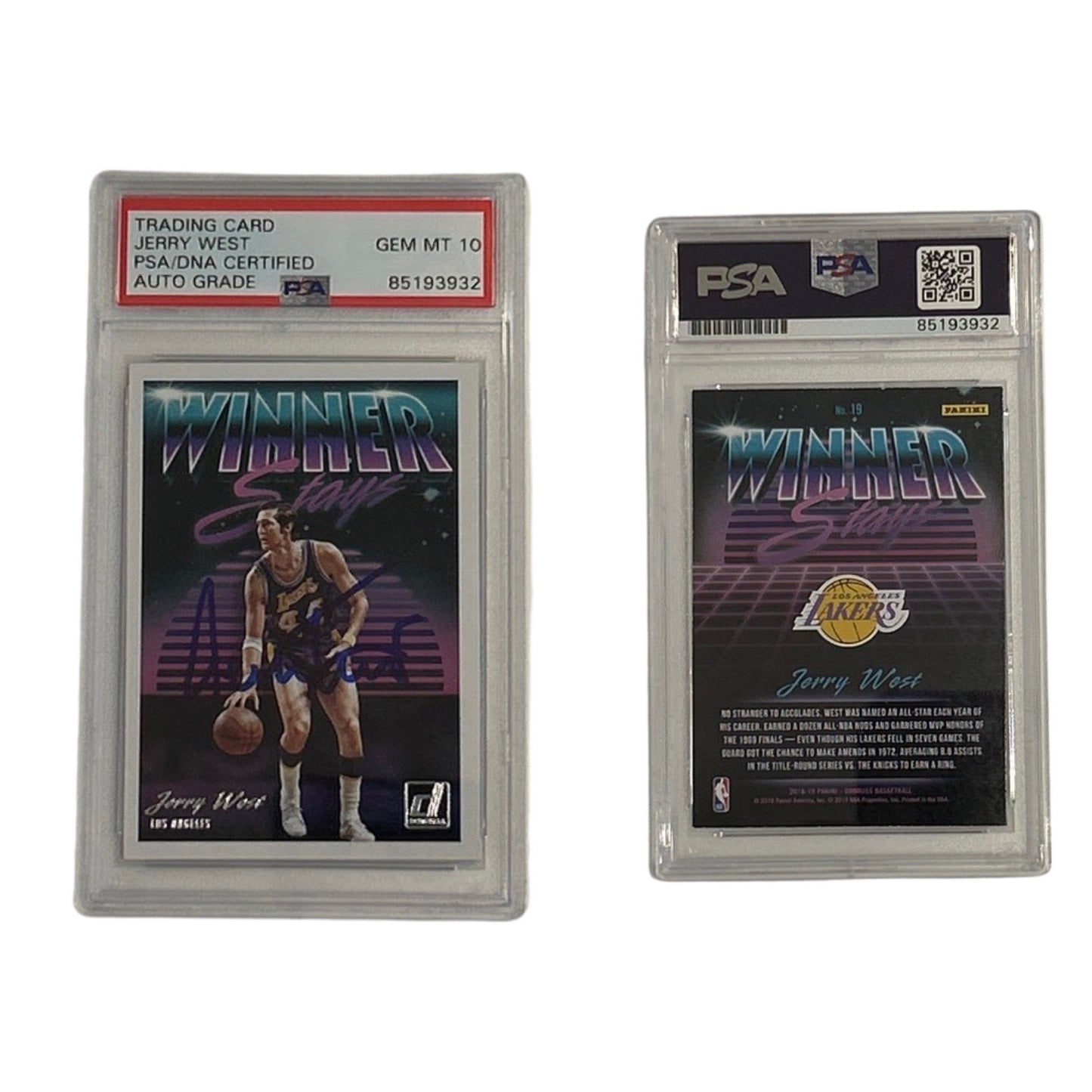 2018-19 Jerry West Autographed Panini Donruss Winner Stays #19 PSA Auto GEM MT 10