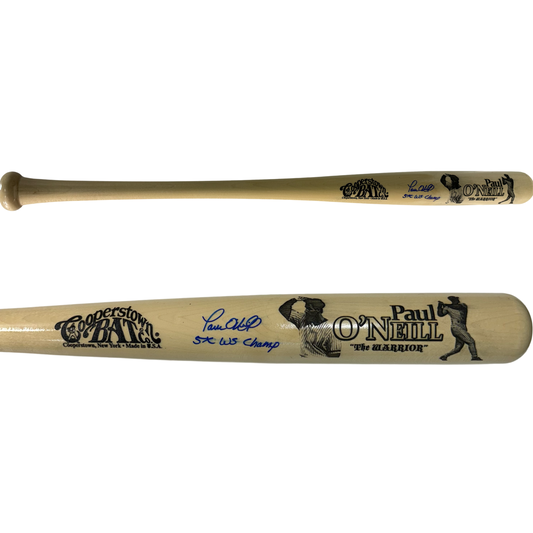 Paul O’Neill Autographed New York Yankees Tan Cooperstown Bat “5x WS Champ” Inscription JSA