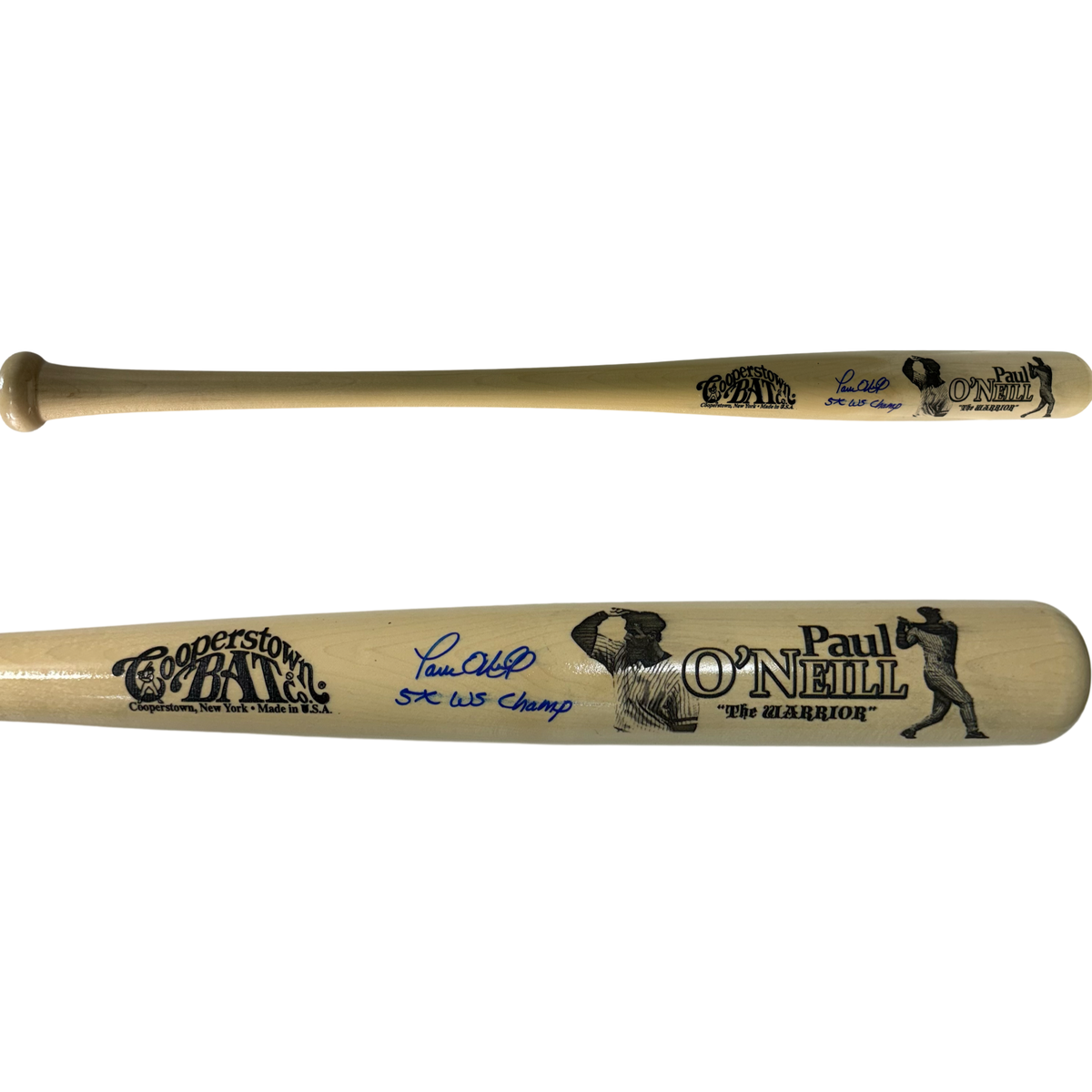 Paul O’Neill Autographed New York Yankees Tan Cooperstown Bat 5x WS Champ Inscription JSA