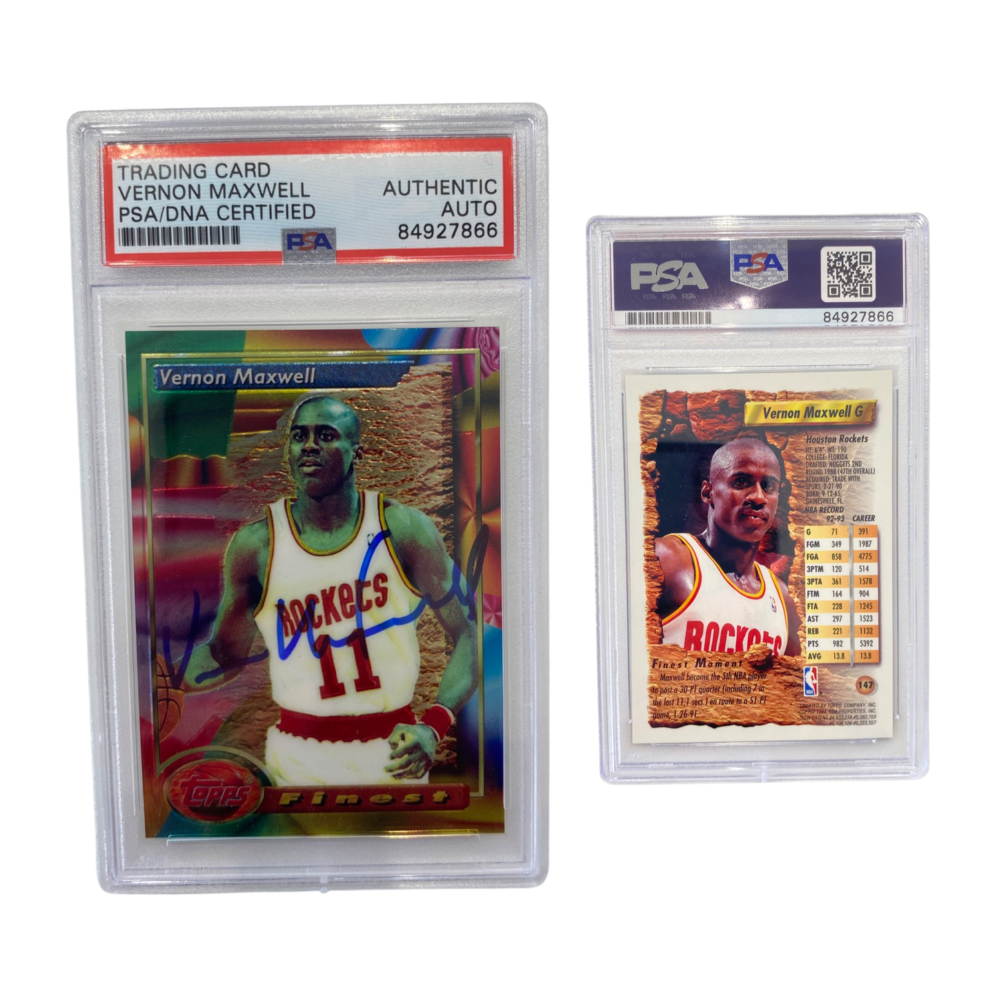 1993-94 Vernon Maxwell Topps Finest #147 Autographed PSA Auto Authentic